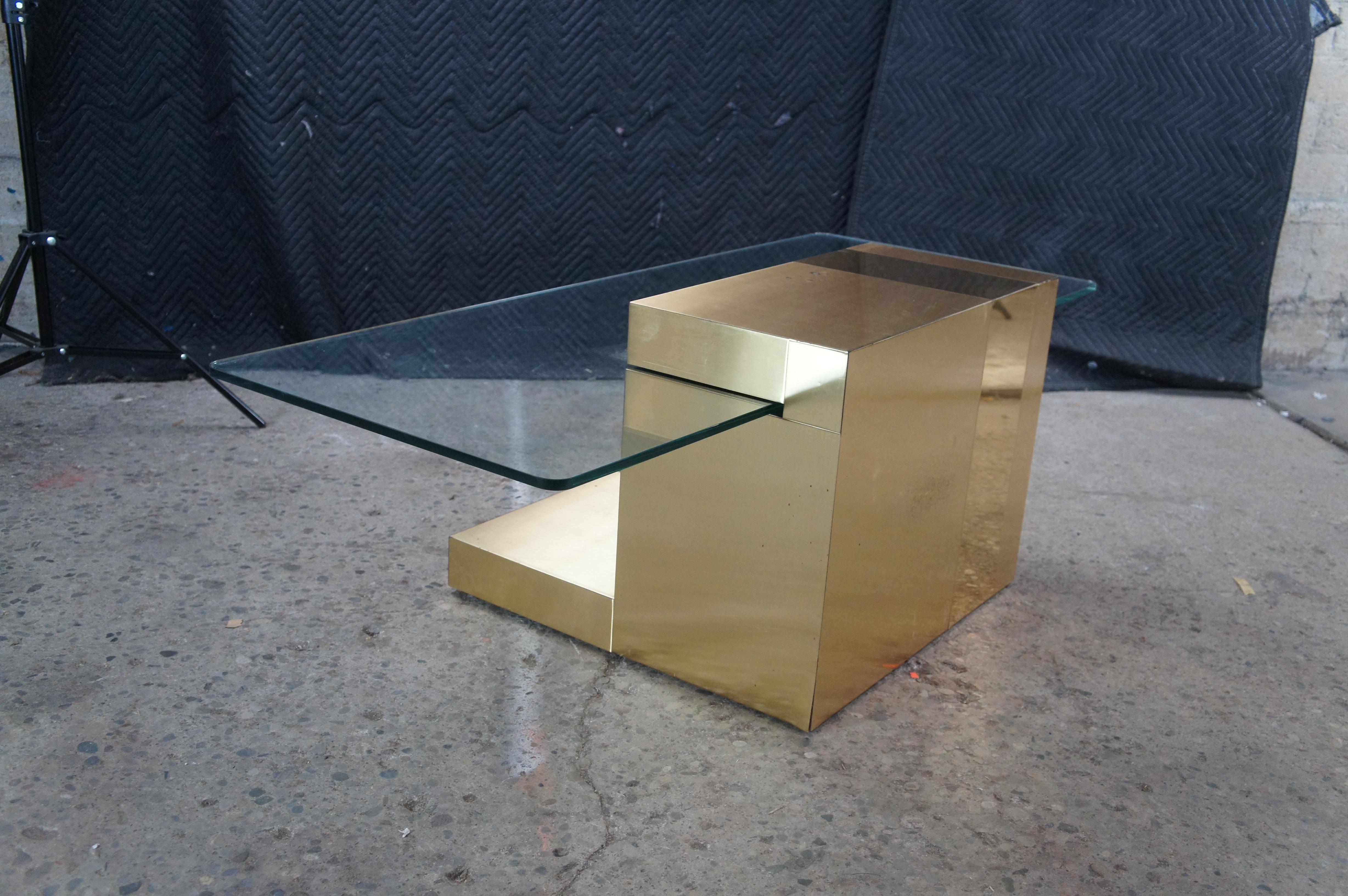 Paul Evans Cityscape Mid Century Modern Cantilever Floating Gold Coffee Table For Sale 2