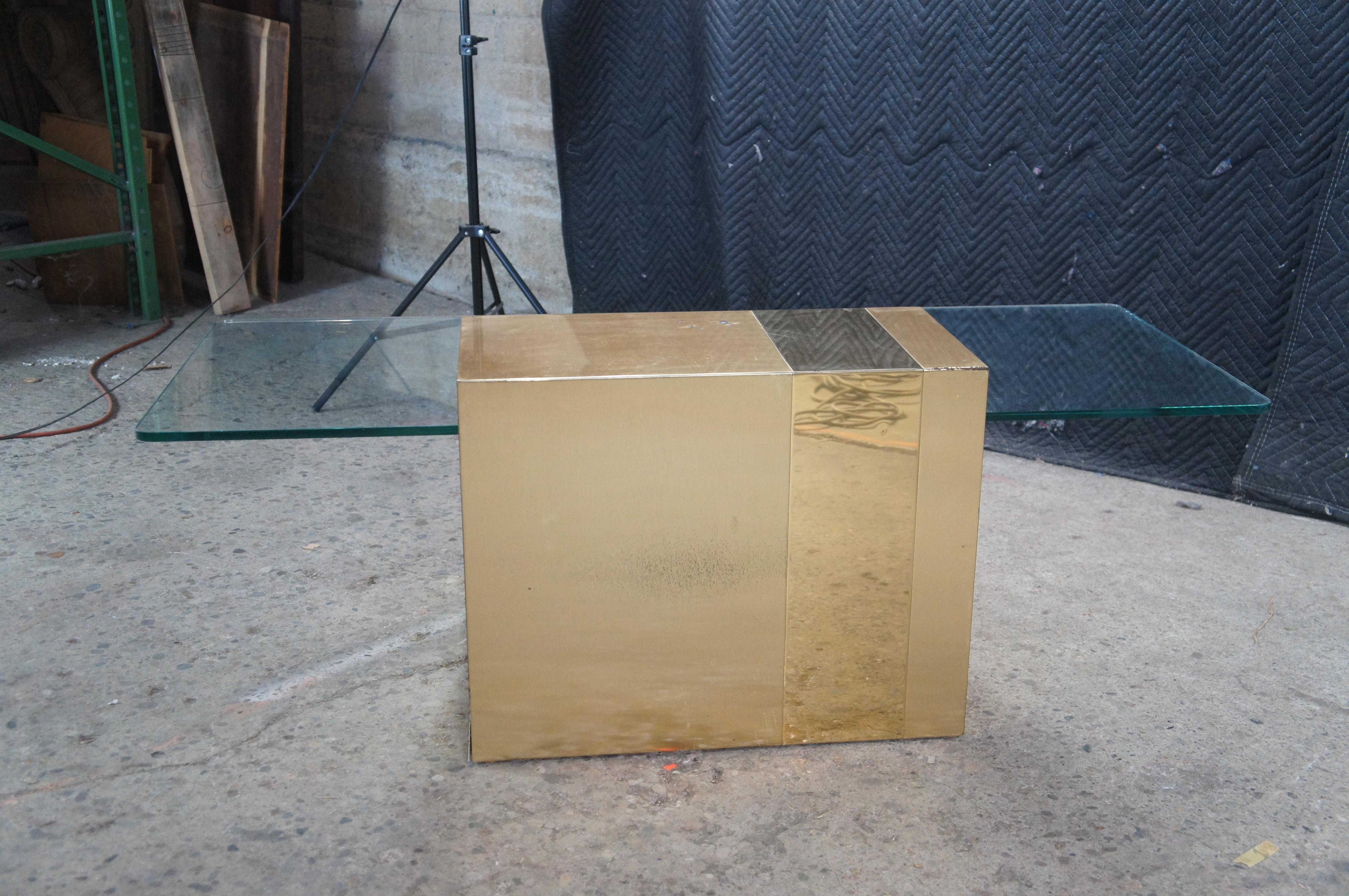 Paul Evans Cityscape Mid Century Modern Cantilever Floating Gold Coffee Table For Sale 3