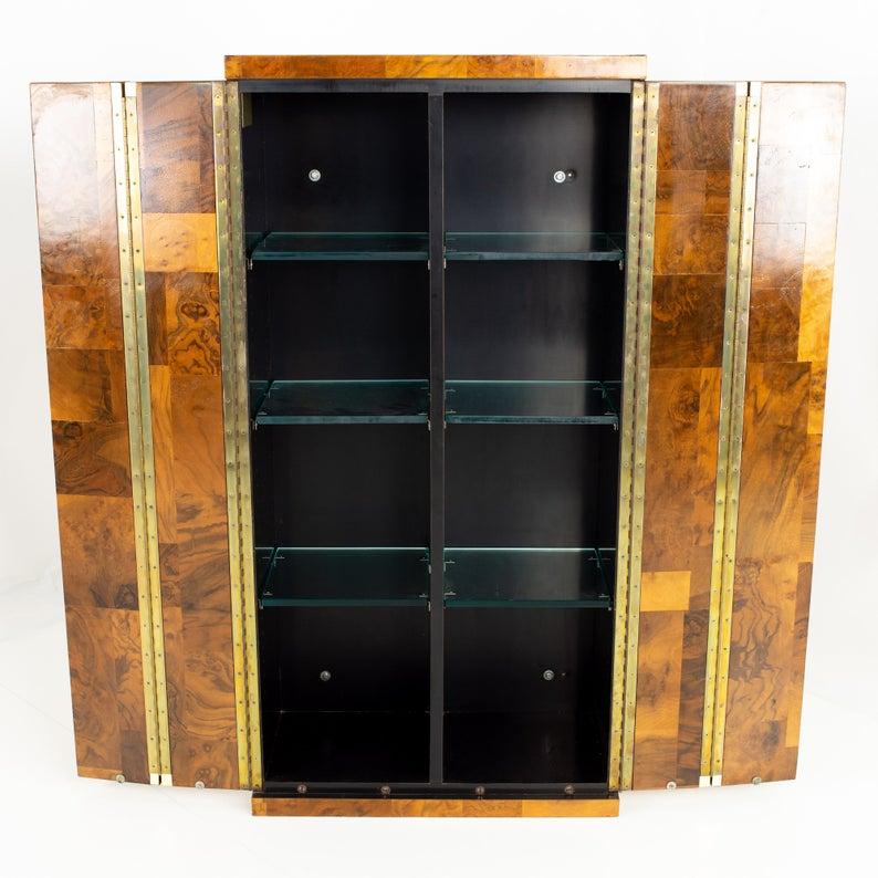 Paul Evans Cityscape Mid Century Burl Wood Floating Display Cabinet For Sale 1