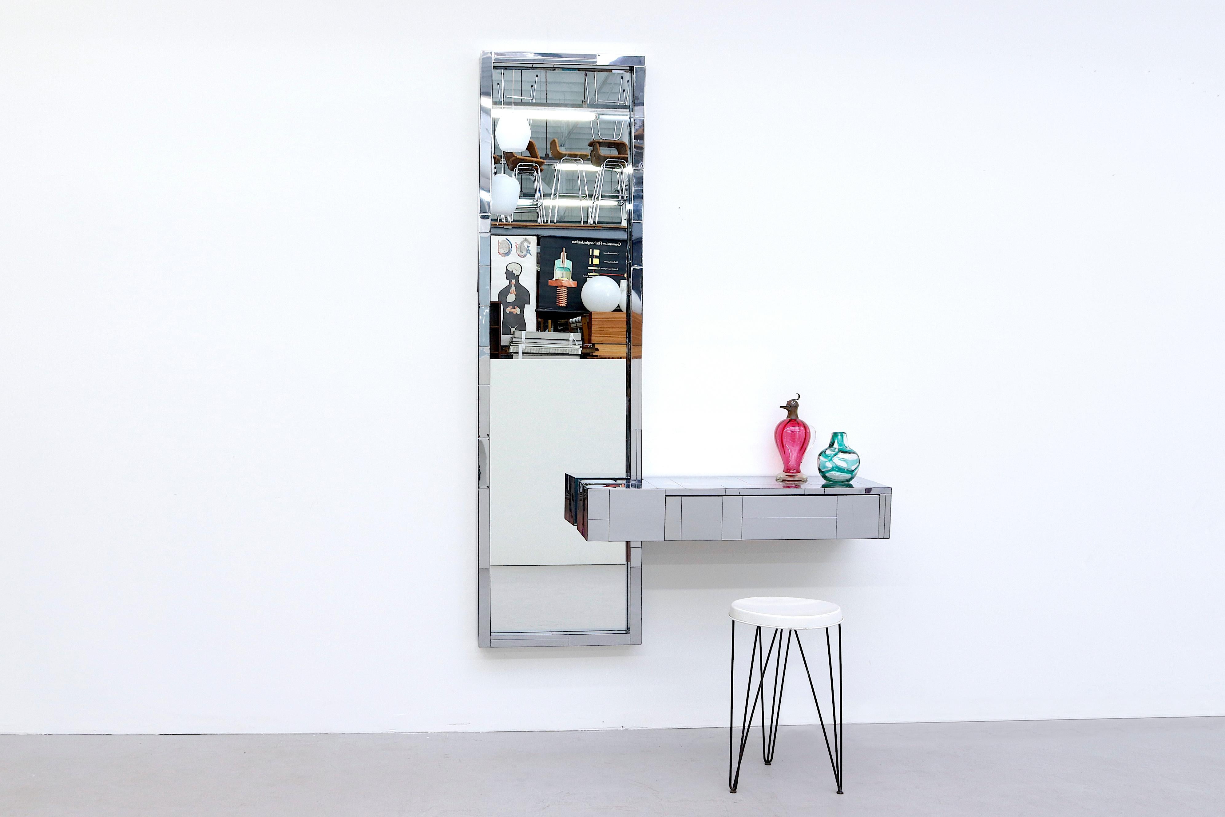 American Paul Evans Cityscape Mirror with Floating Console for Directional