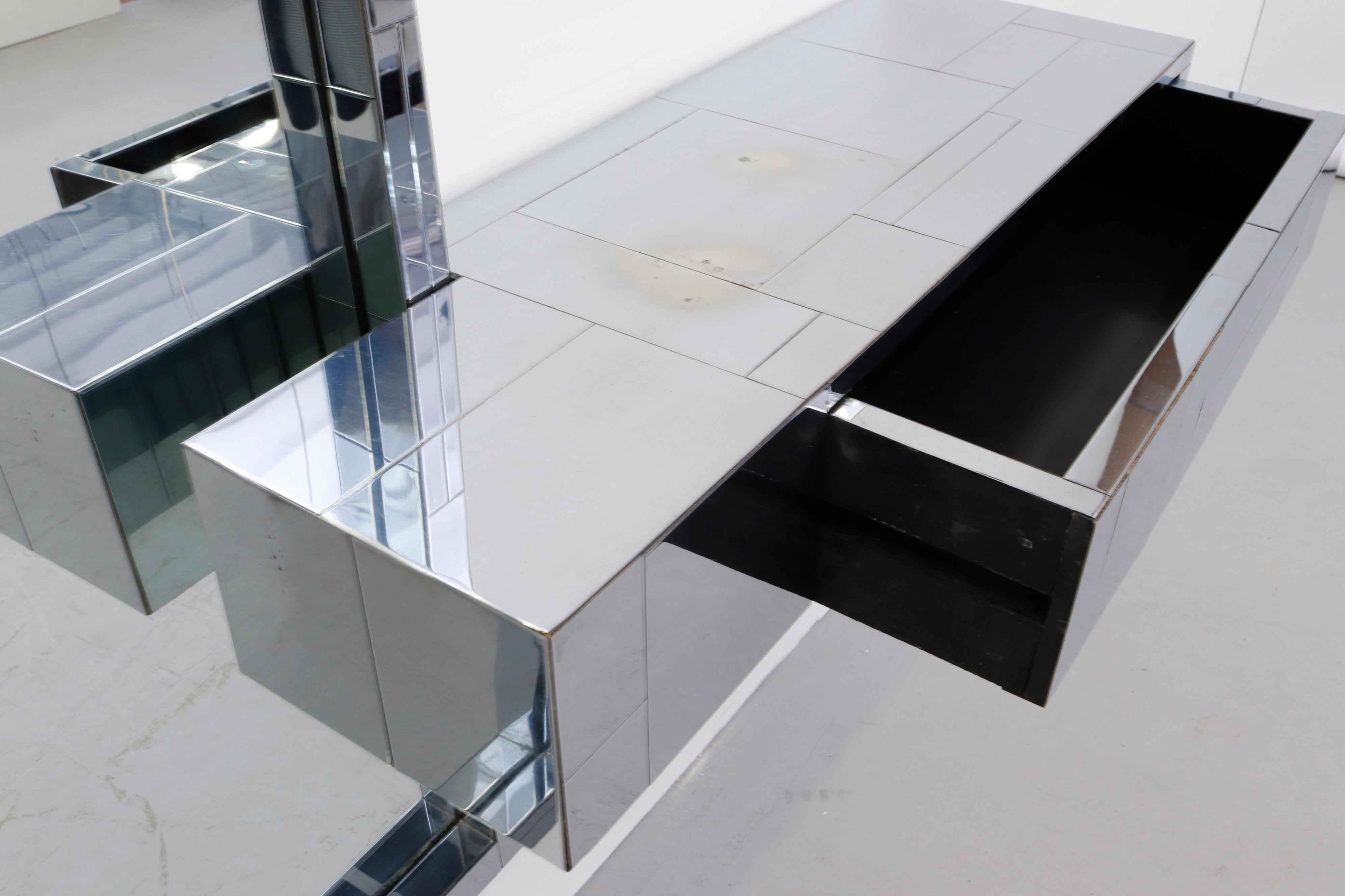 Late 20th Century Paul Evans Cityscape Mirror with Floating Console for Directional