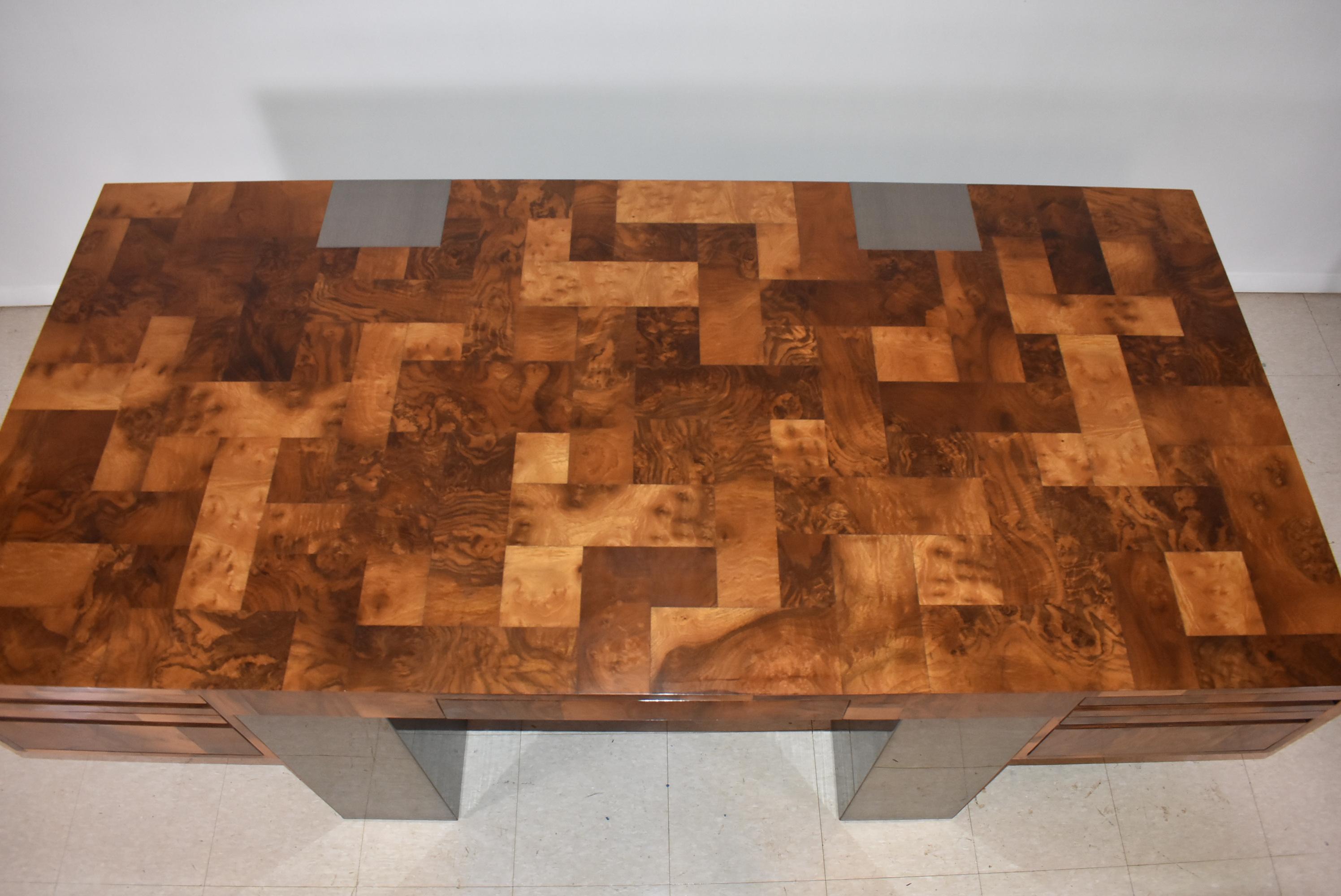 Paul Evans Scrivania direzionale in legno di buro patchwork Cityscape in vendita 2