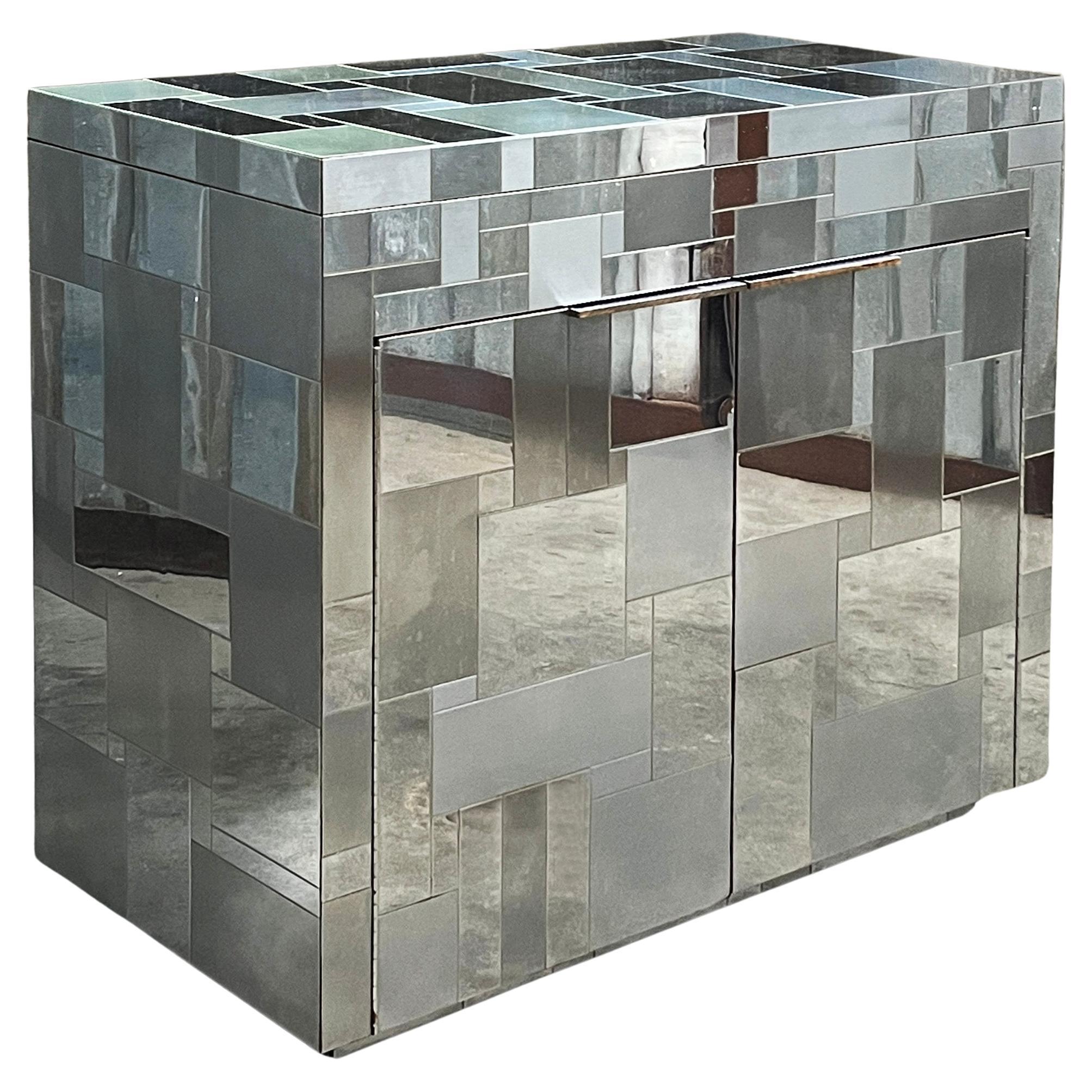 Paul Evans Cityscape PE200 Series Chrome Rolling Bar Cabinet 1970 en vente