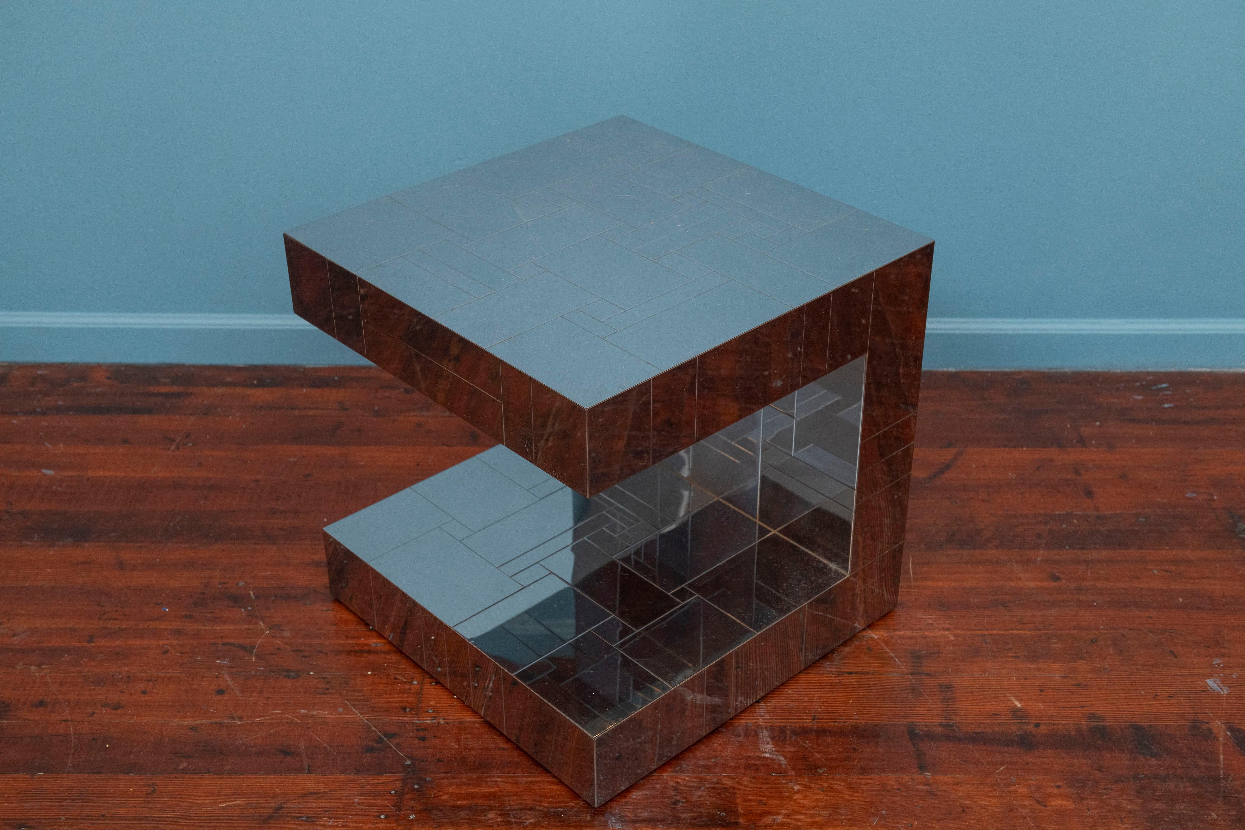 Mid-Century Modern Paul Evans Cityscape Side Table, Signed For Sale