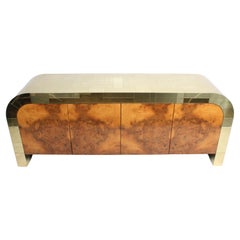 Paul Evans CityScape Sideboard for Directional Brass Tiles & Burl Wood Doors