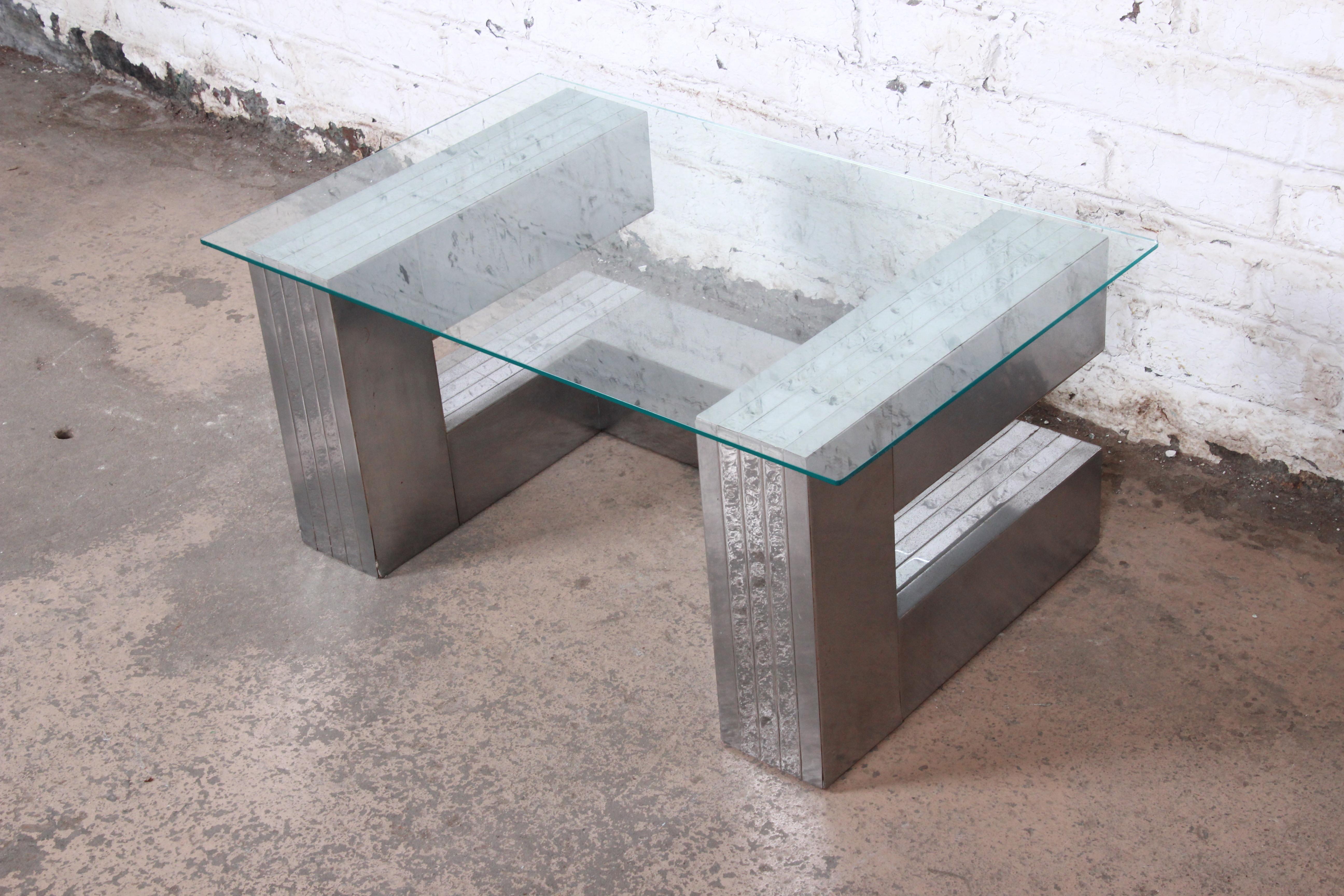 Paul Evans Cityscape Style Chrome and Glass Cantilevered Coffee Table 3