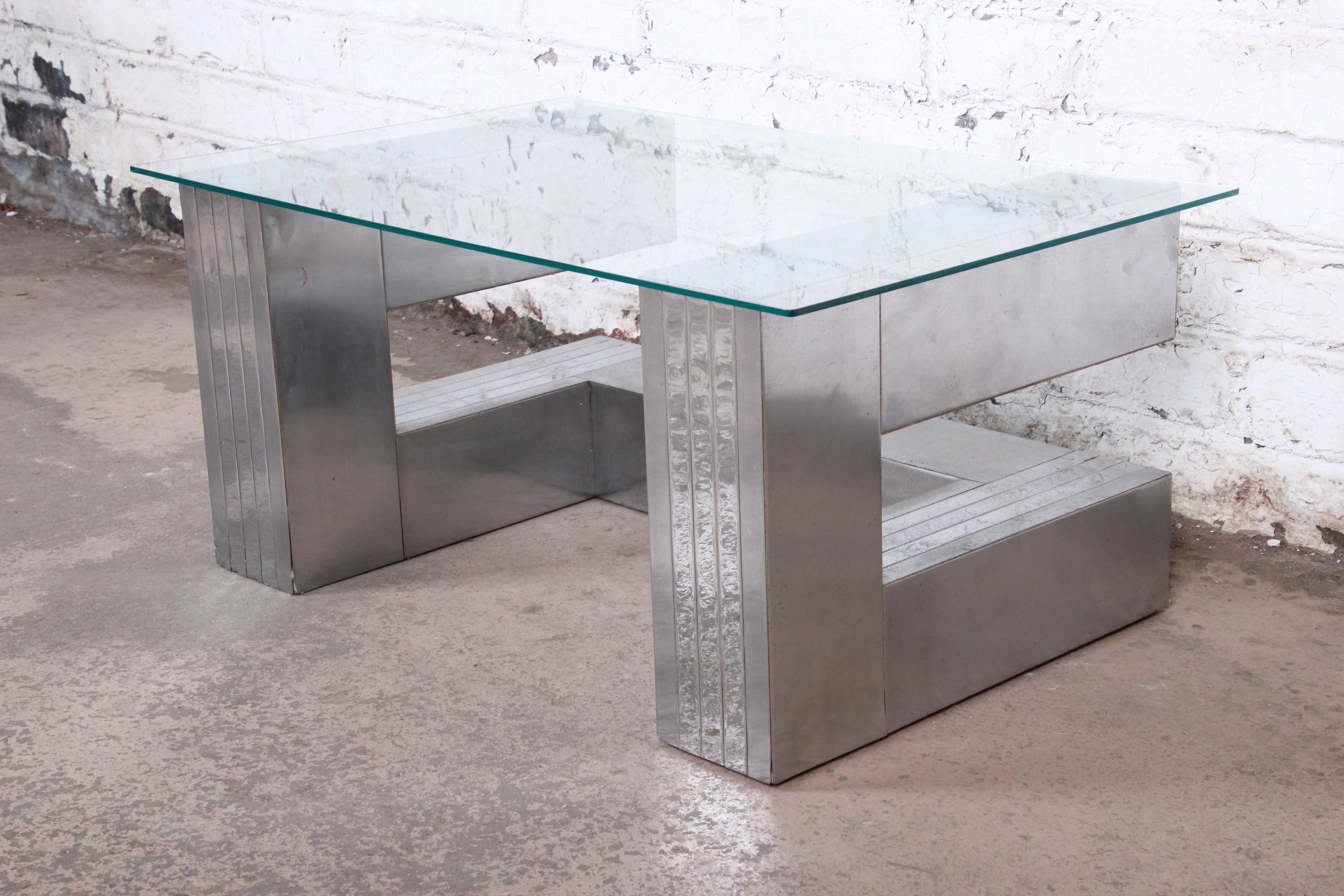Paul Evans Cityscape Style Chrome and Glass Cantilevered Coffee Table 4