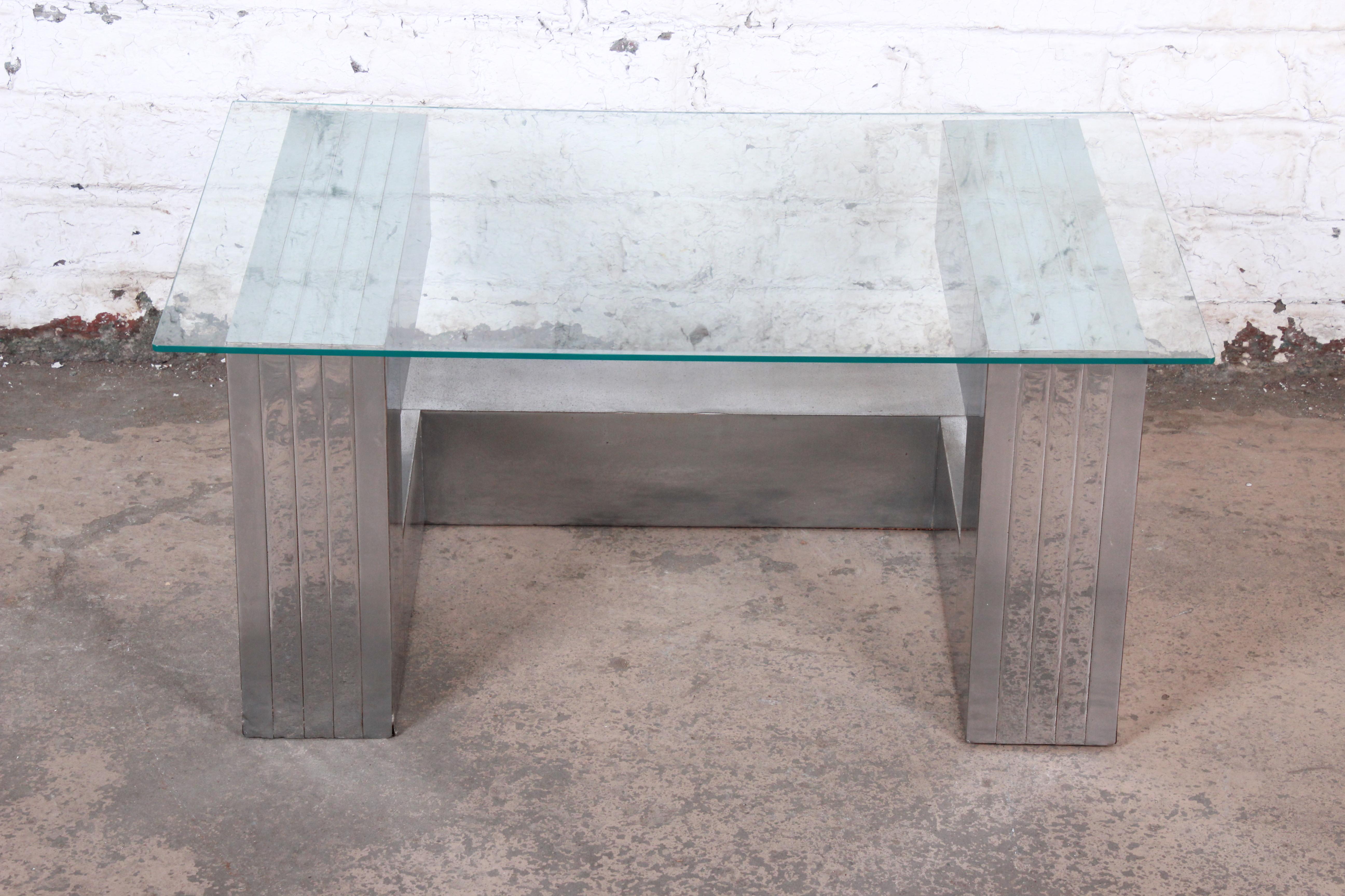 Paul Evans Cityscape Style Chrome and Glass Cantilevered Coffee Table 1