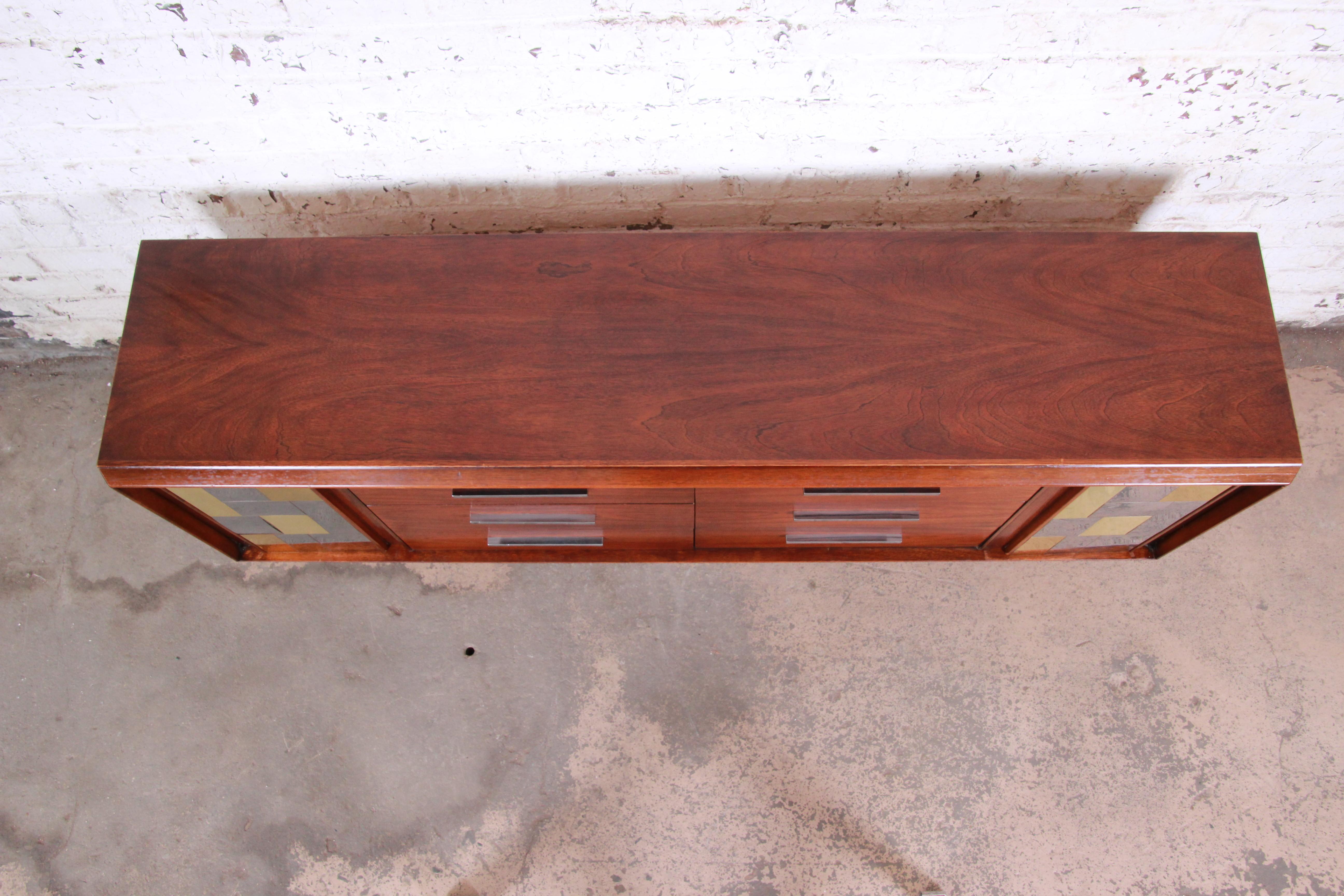 Late 20th Century Paul Evans Cityscape Style Mid-Century Modern Long Dresser or Credenza by Lane