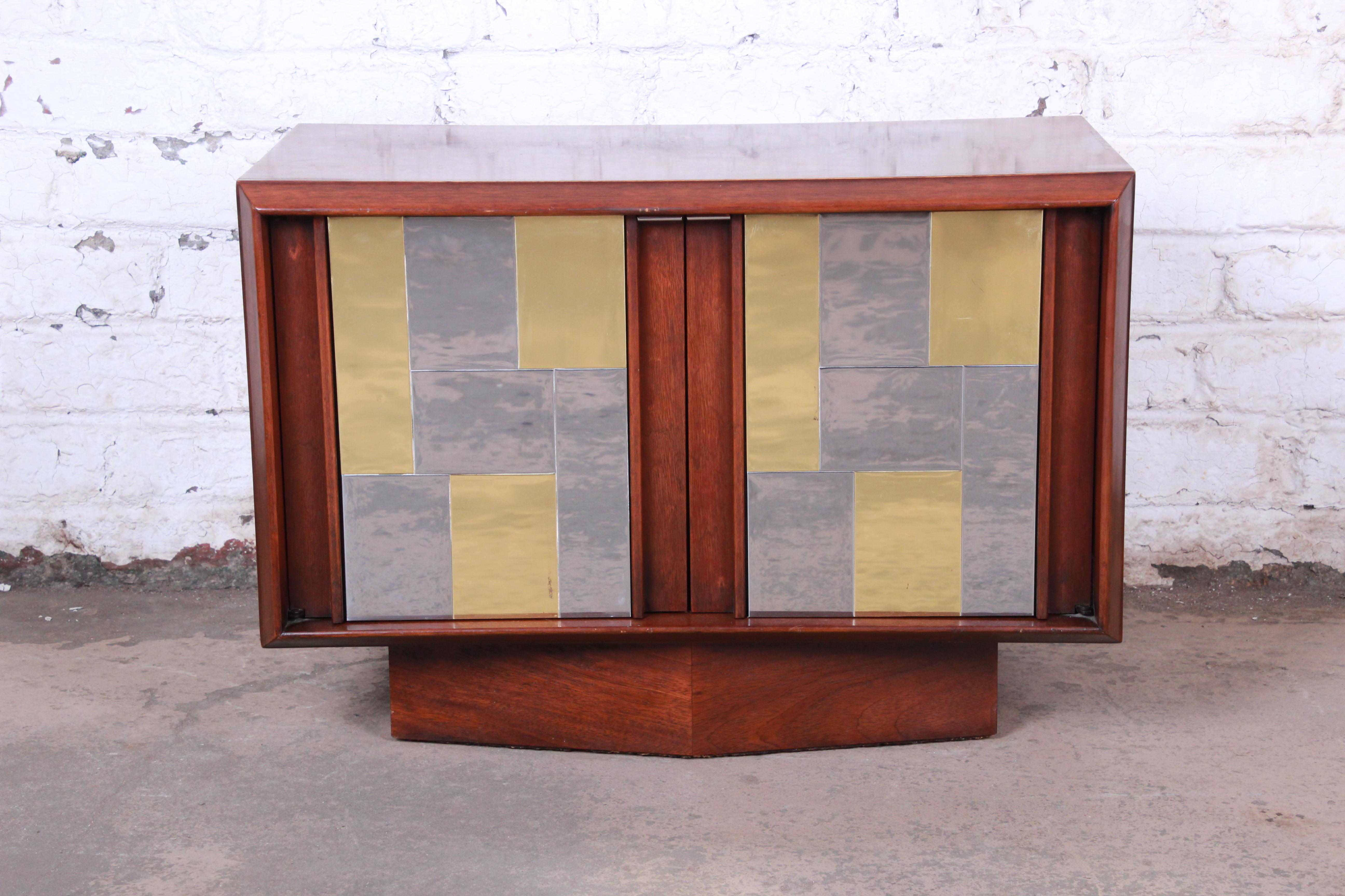 Mid-Century Modern Paul Evans Cityscape Style Midcentury Walnut Cabinet or Nightstand by Lane