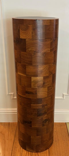 Paul Evans Cityscape style Walnut Patchwork Burl Round Pedestal