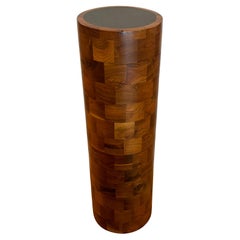 Paul Evans Cityscape style Walnut Patchwork Burl Round Pedestal