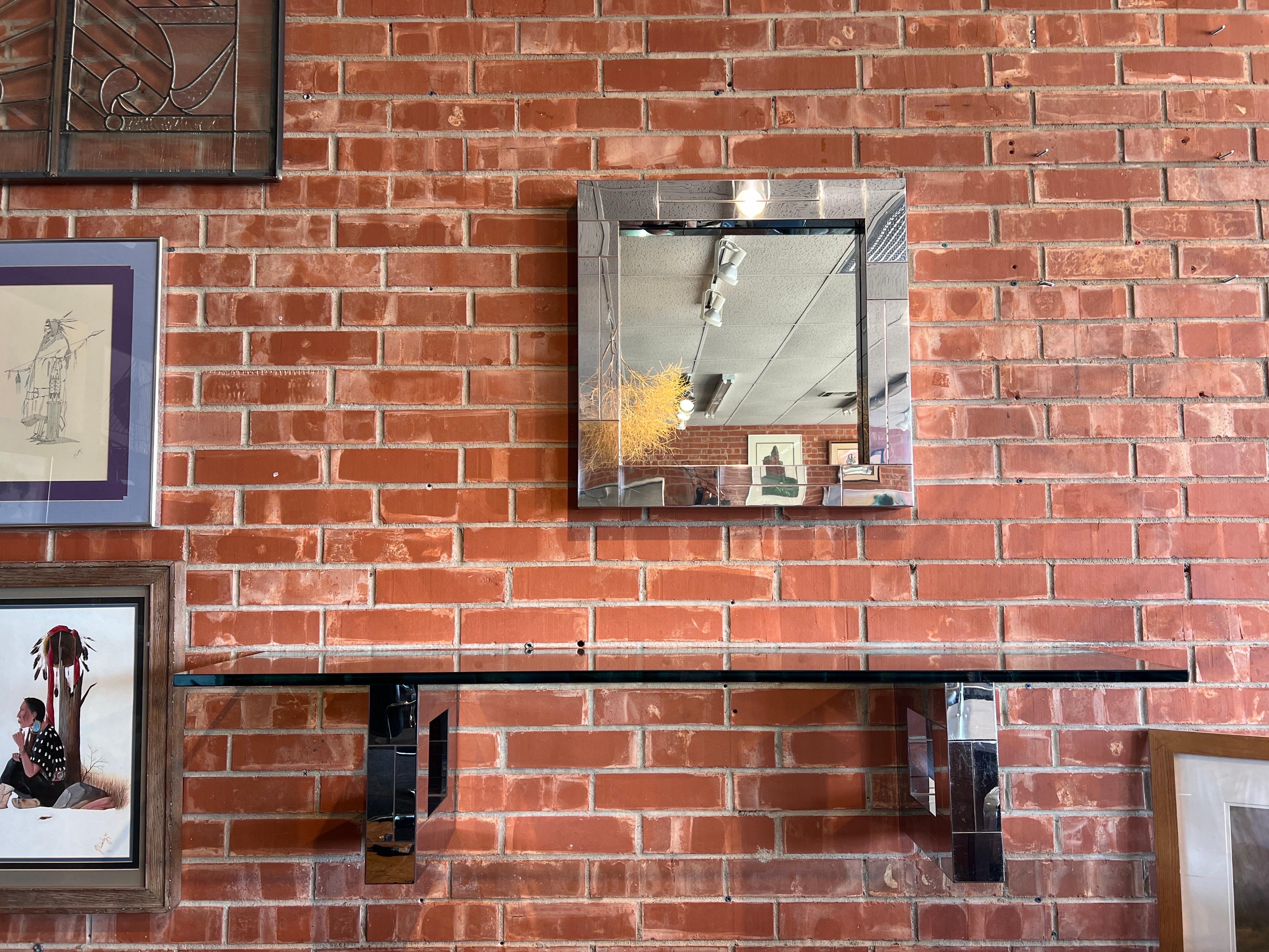Mid-Century Modern Paul Evans Cityscape Wall Mount Console and Mirror