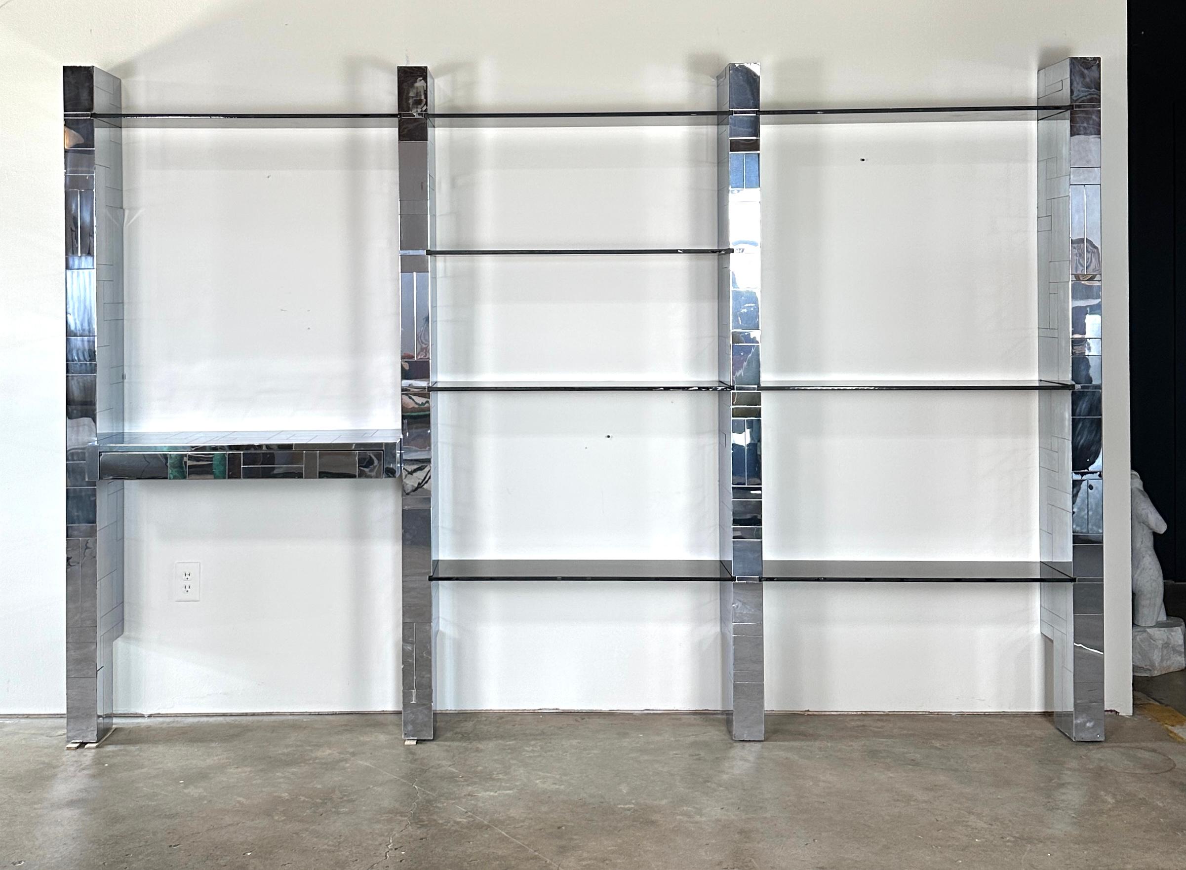 Modern Paul Evans Cityscape Wall Unit in Chrome & Glass For Sale