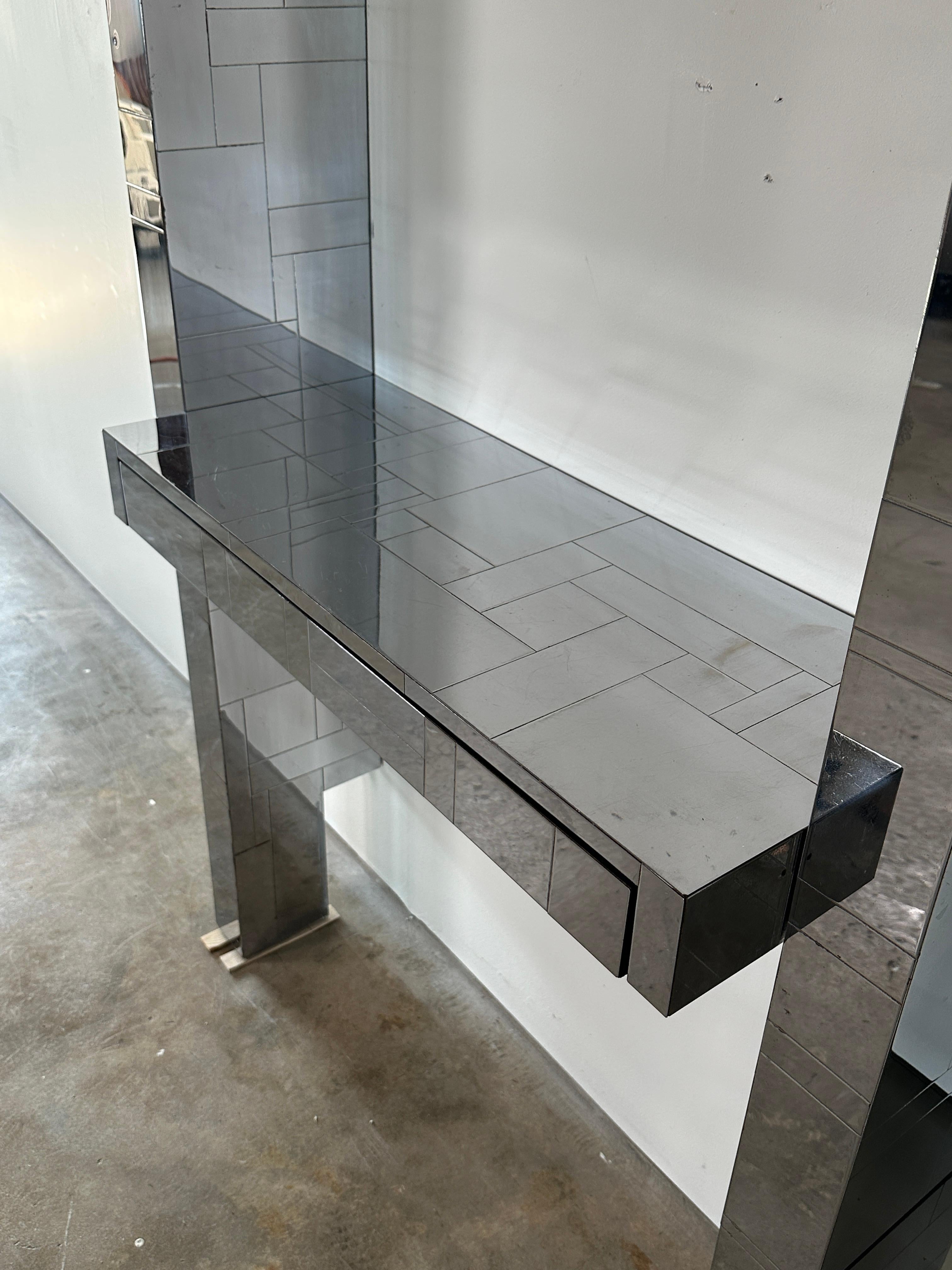 Late 20th Century Paul Evans Cityscape Wall Unit in Chrome & Glass For Sale