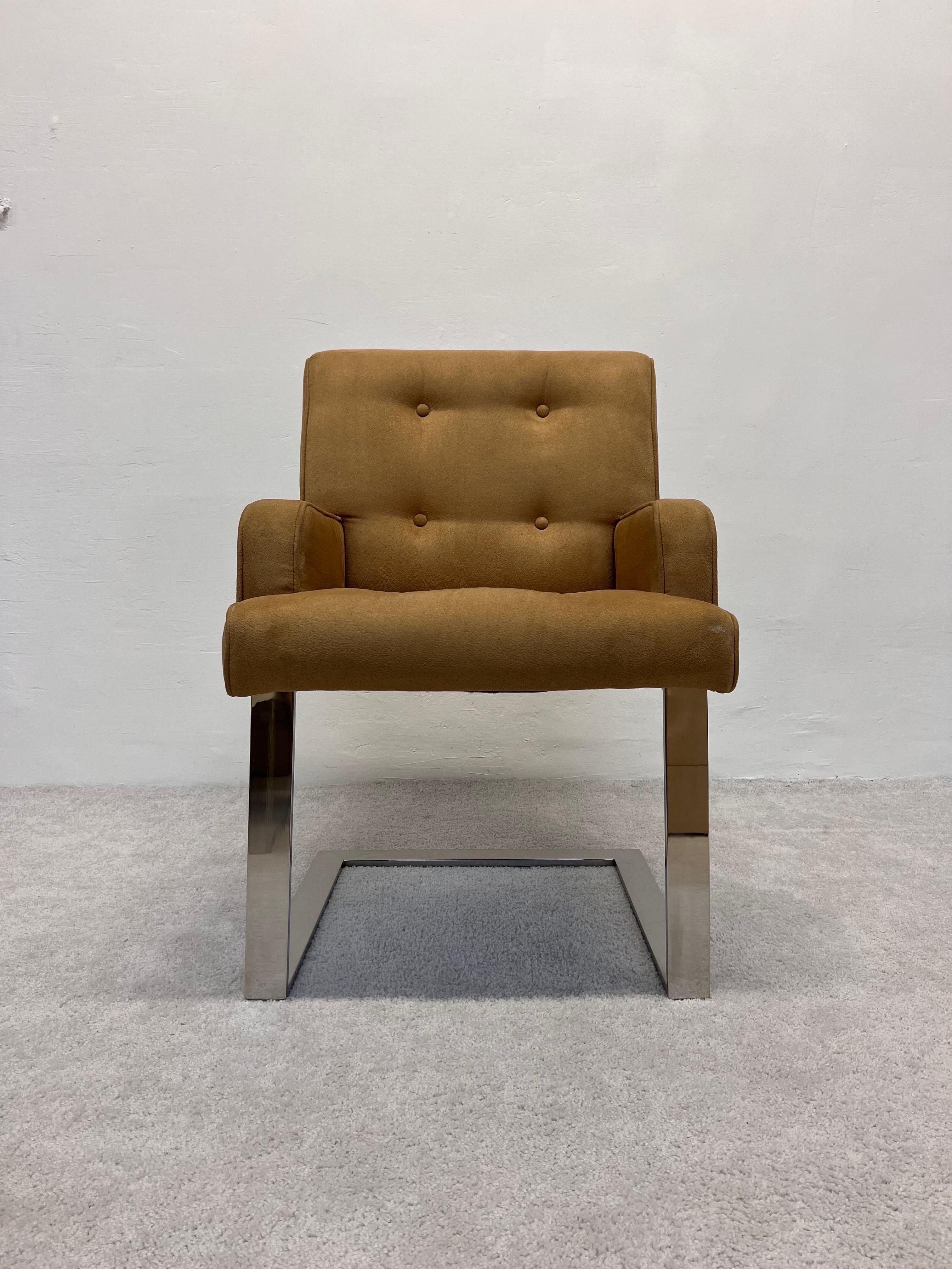 Fauteuil en porte-à-faux chromé Paul Evans Collection 77 pour Directional 3