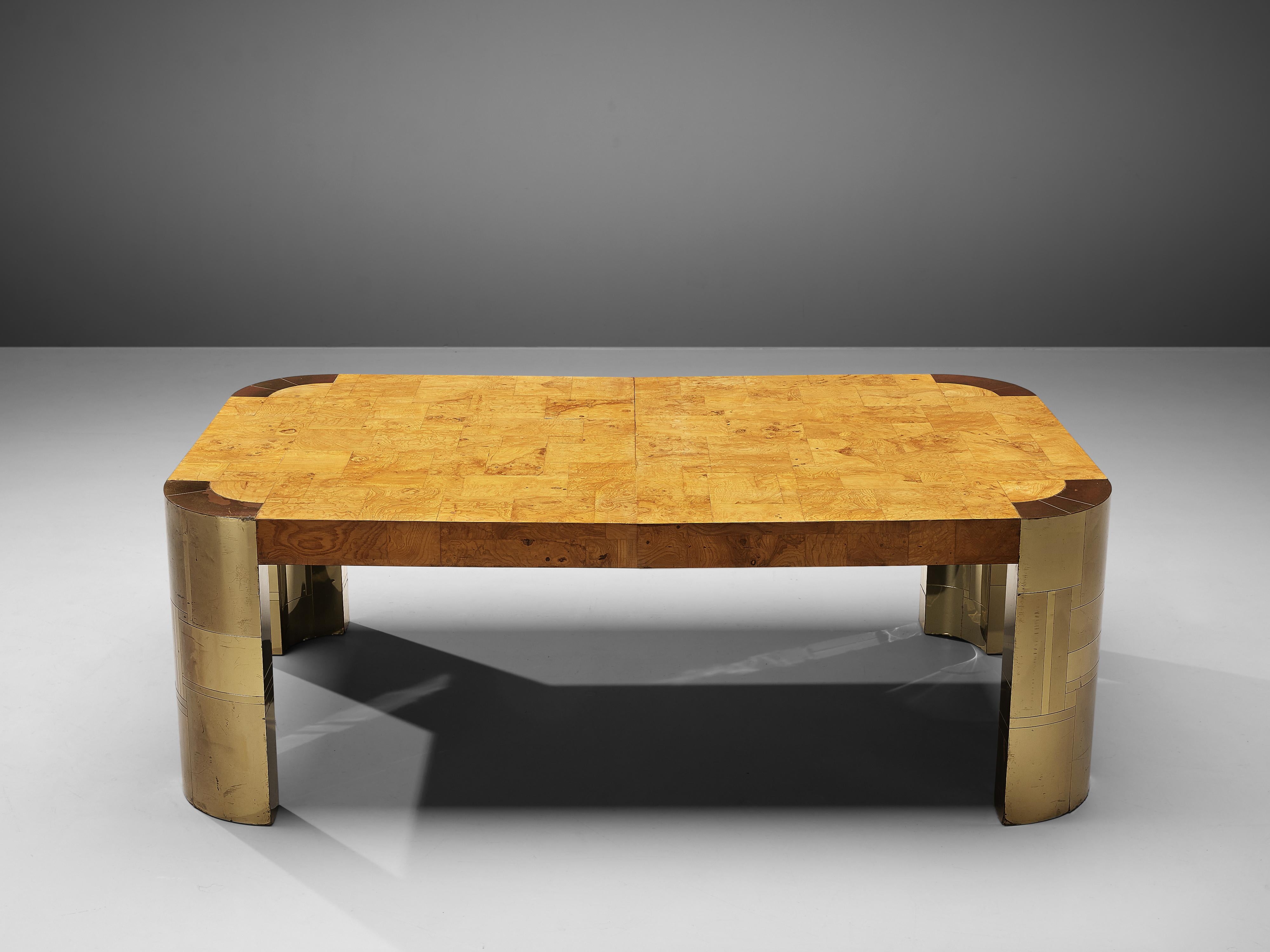 Paul Evans Conference Table in Brass and Wood Burl 3