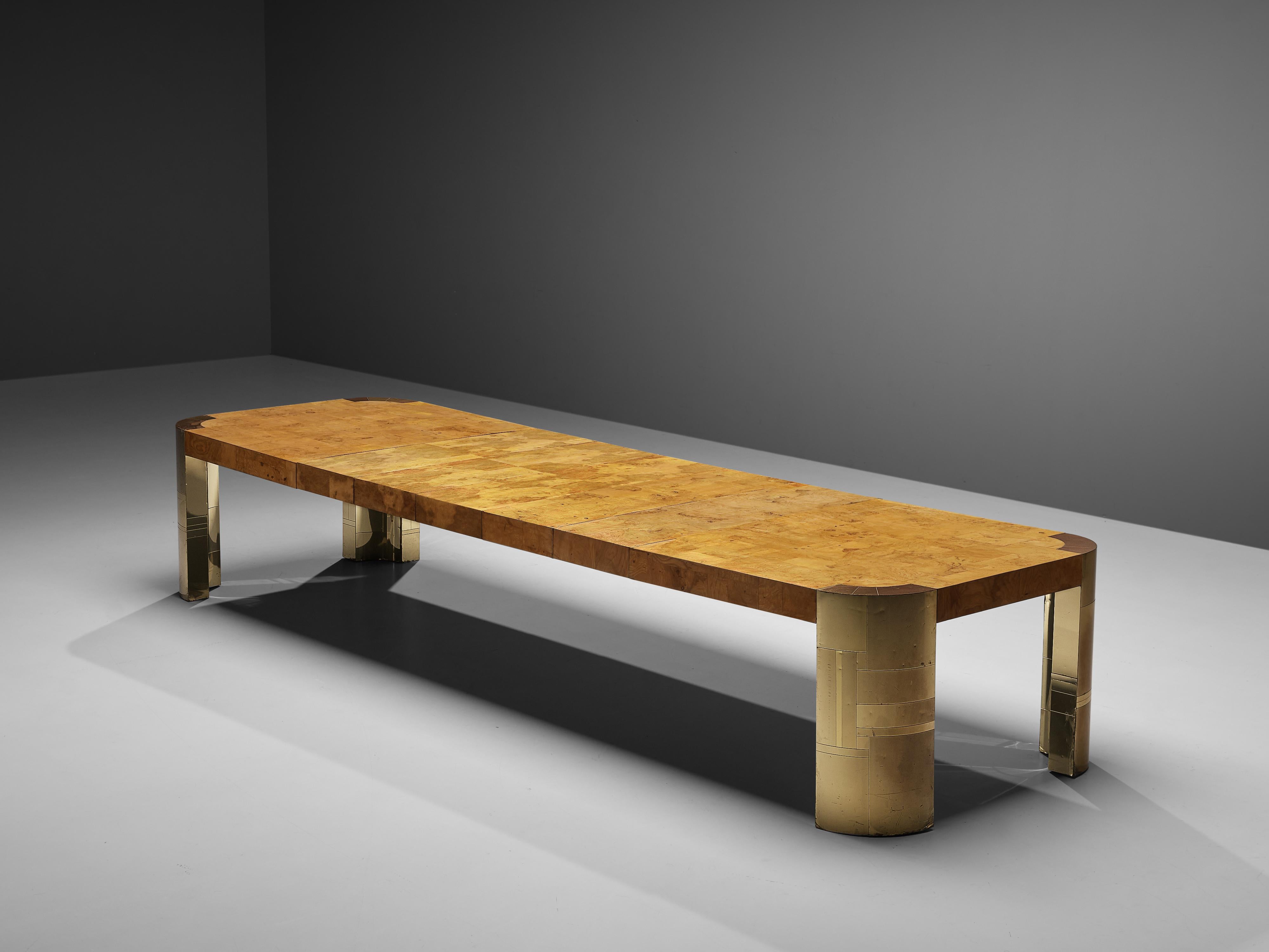Paul Evans Conference Table in Brass and Wood Burl 9