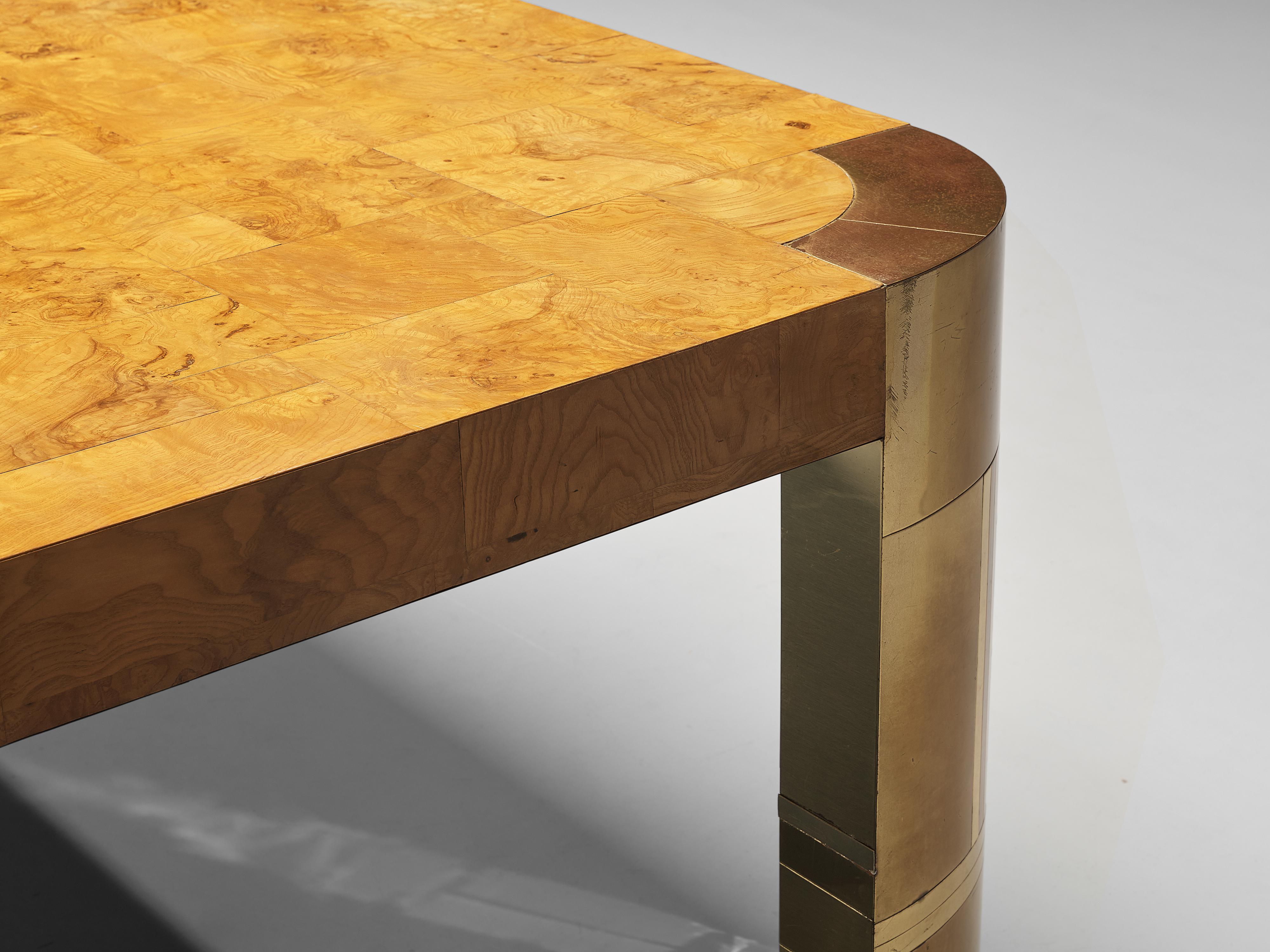American Paul Evans Conference Table in Brass and Wood Burl