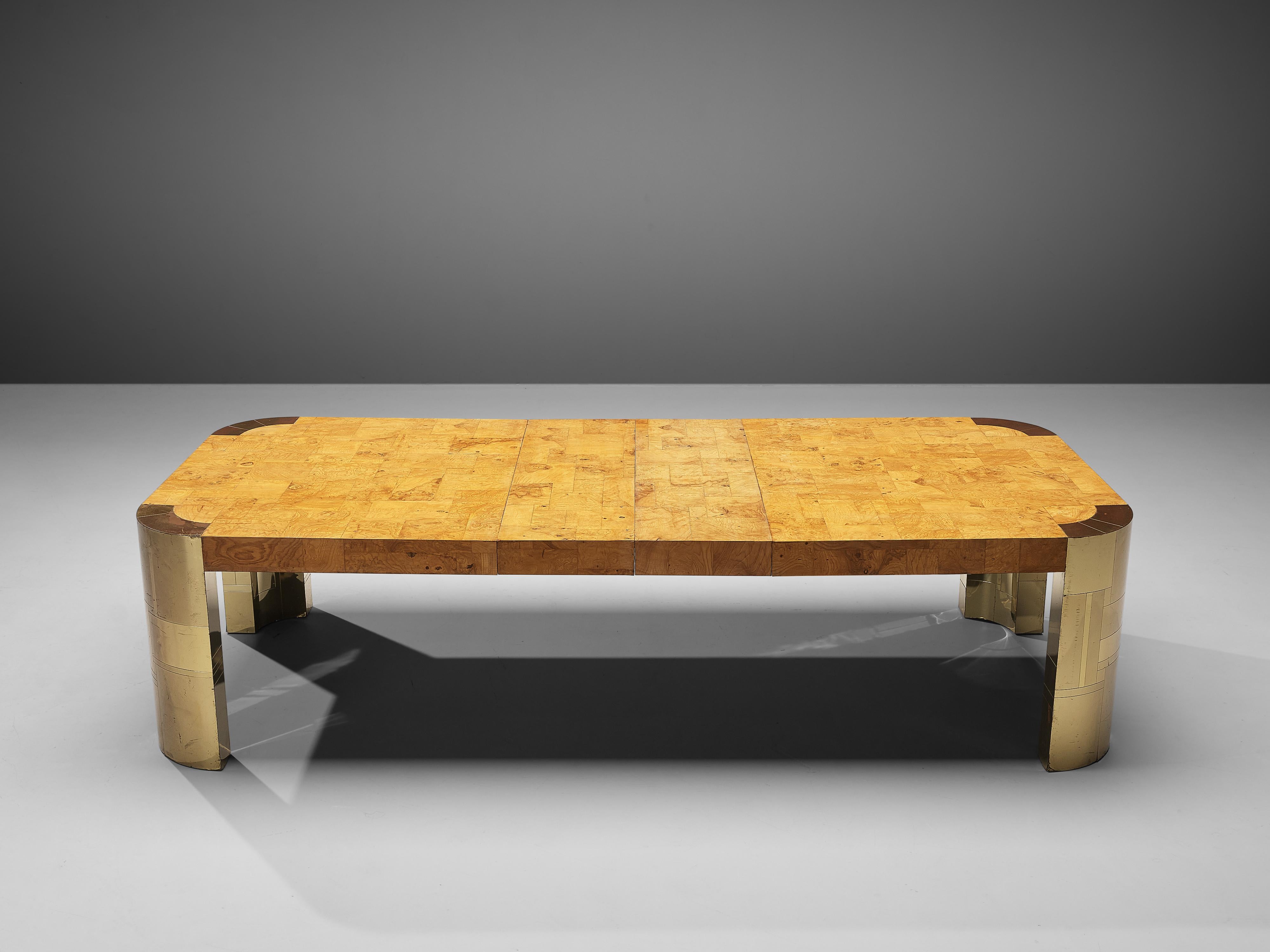 Paul Evans Conference Table in Brass and Wood Burl In Good Condition In Waalwijk, NL