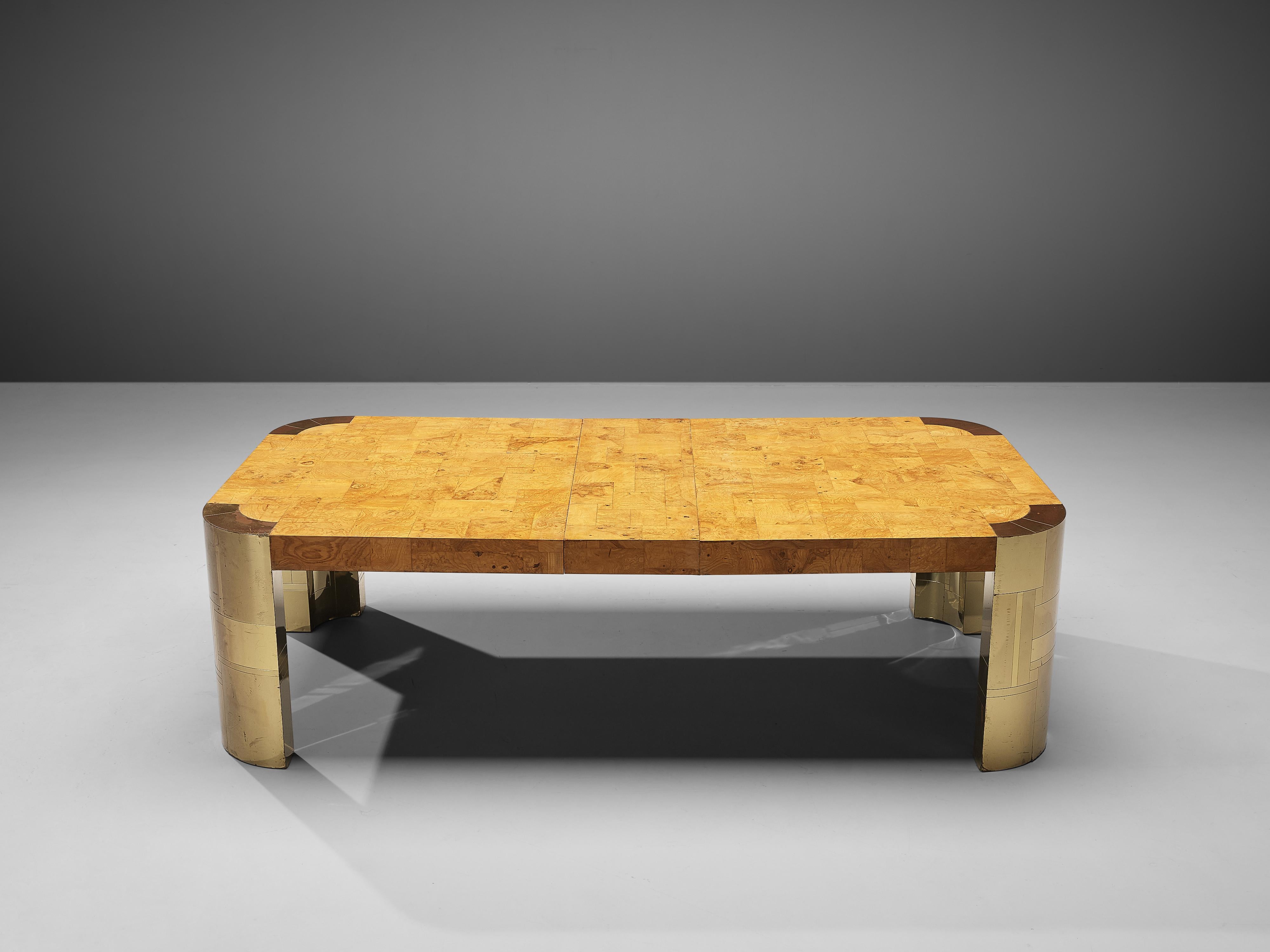 Paul Evans Conference Table in Brass and Wood Burl 1