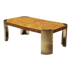 Paul Evans Conference Table in Brass and Wood Burl