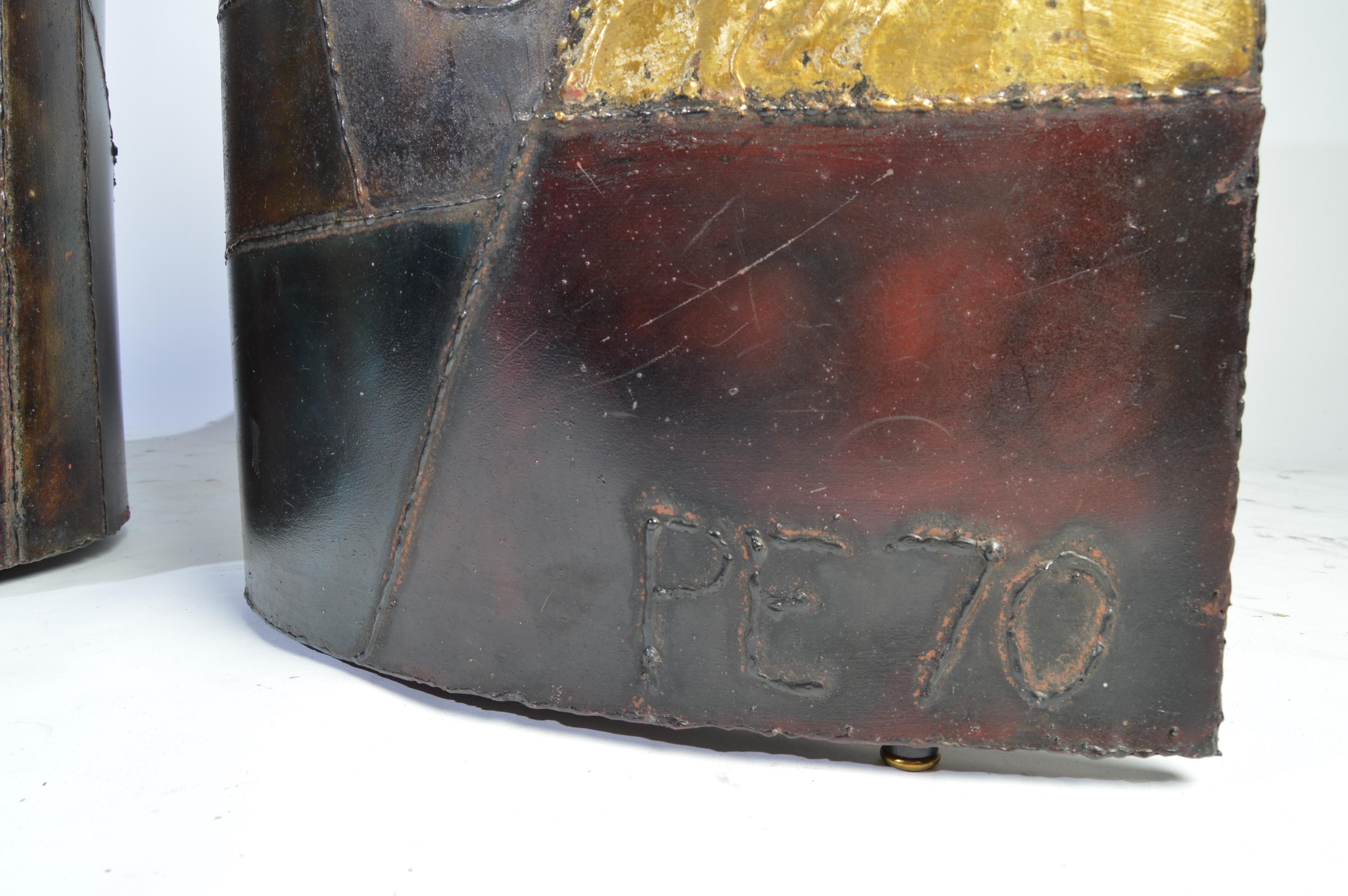 Paul Evans Crescent Shaped Welded and Enameled Steel Pedestal Bases Model PE24 1