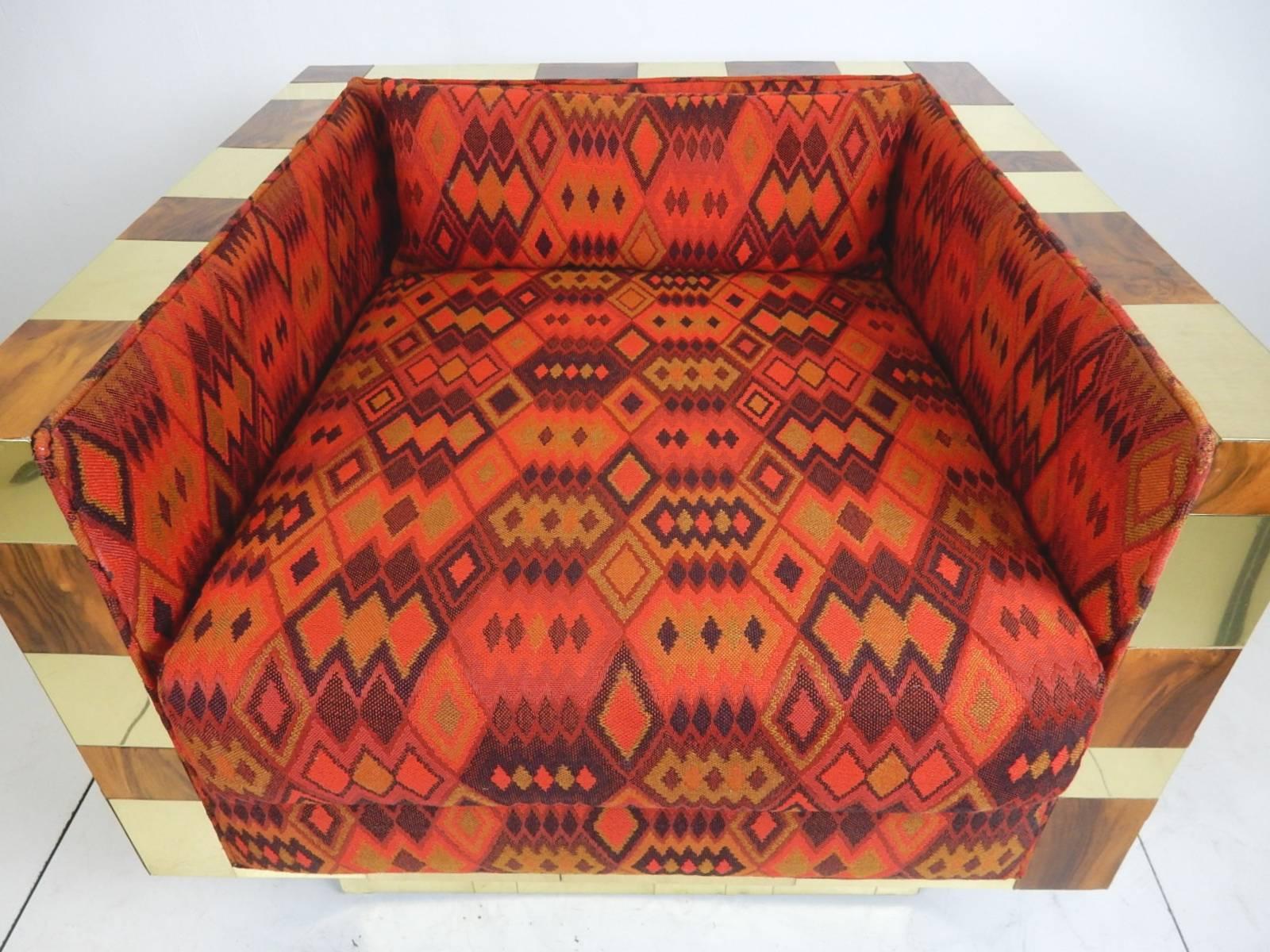 Paul Evans Cube Lounge Chair in Alexander Girard Fabric 1
