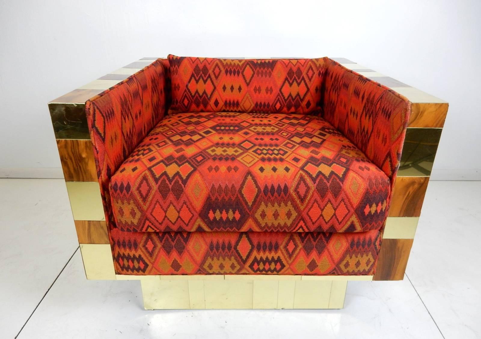 Paul Evans Cube Lounge Chair in Alexander Girard Fabric 3