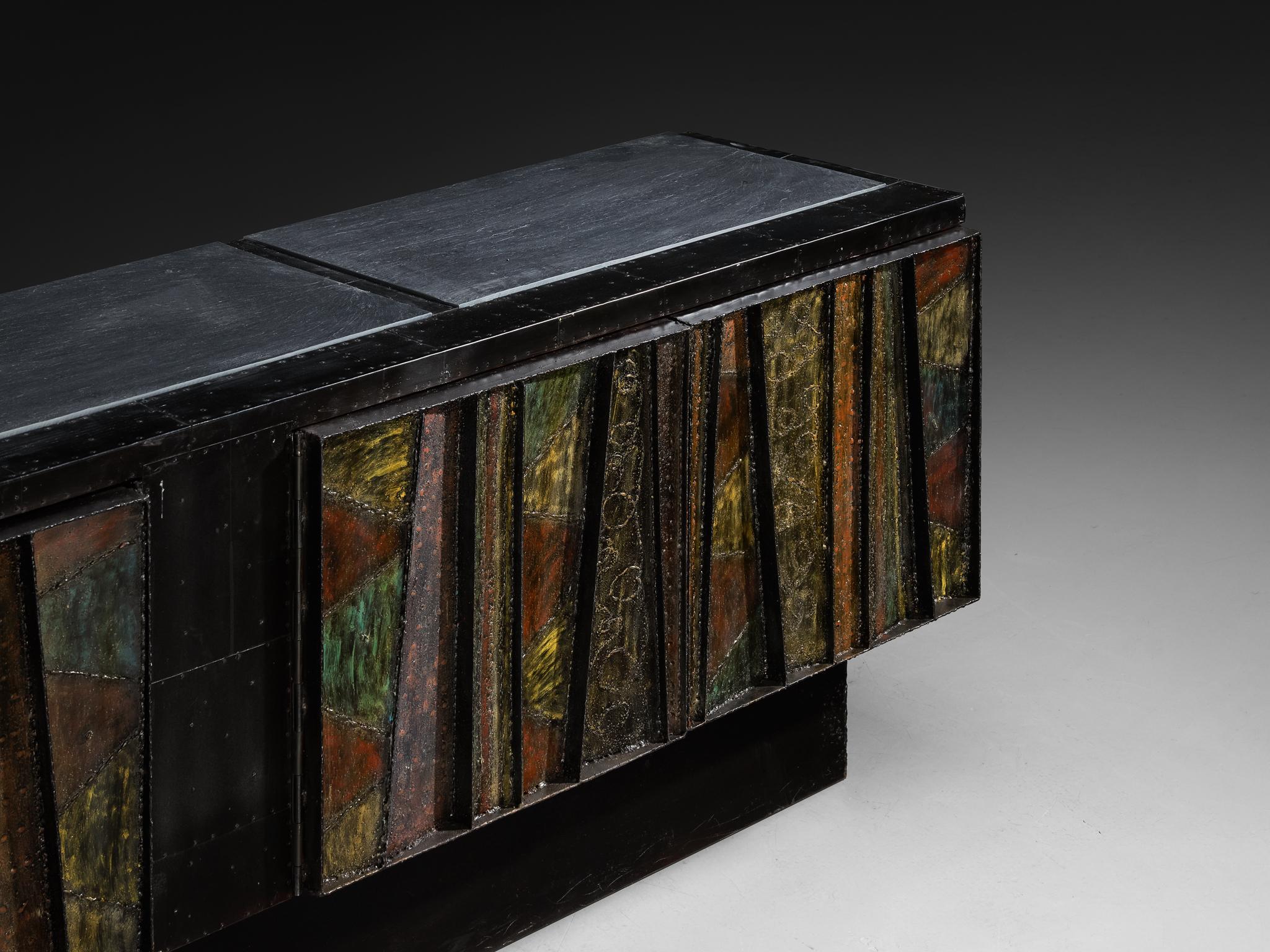 Mid-Century Modern Paul Evans 'Deep Relief' Free-Standing Sideboard For Sale