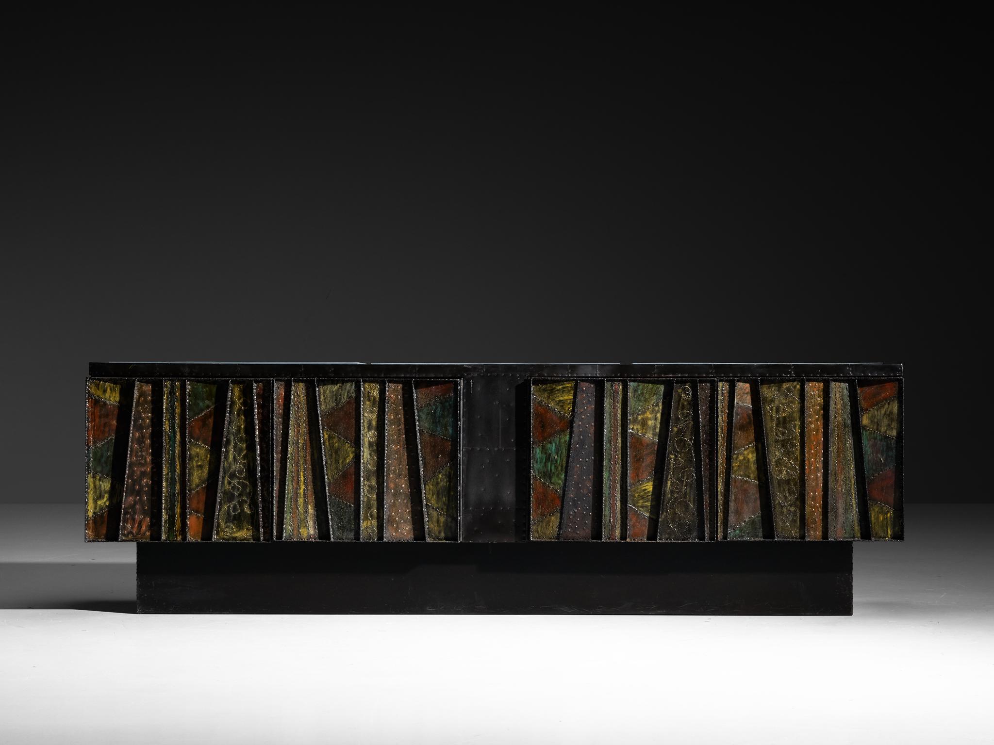 Steel Paul Evans 'Deep Relief' Free-Standing Sideboard For Sale