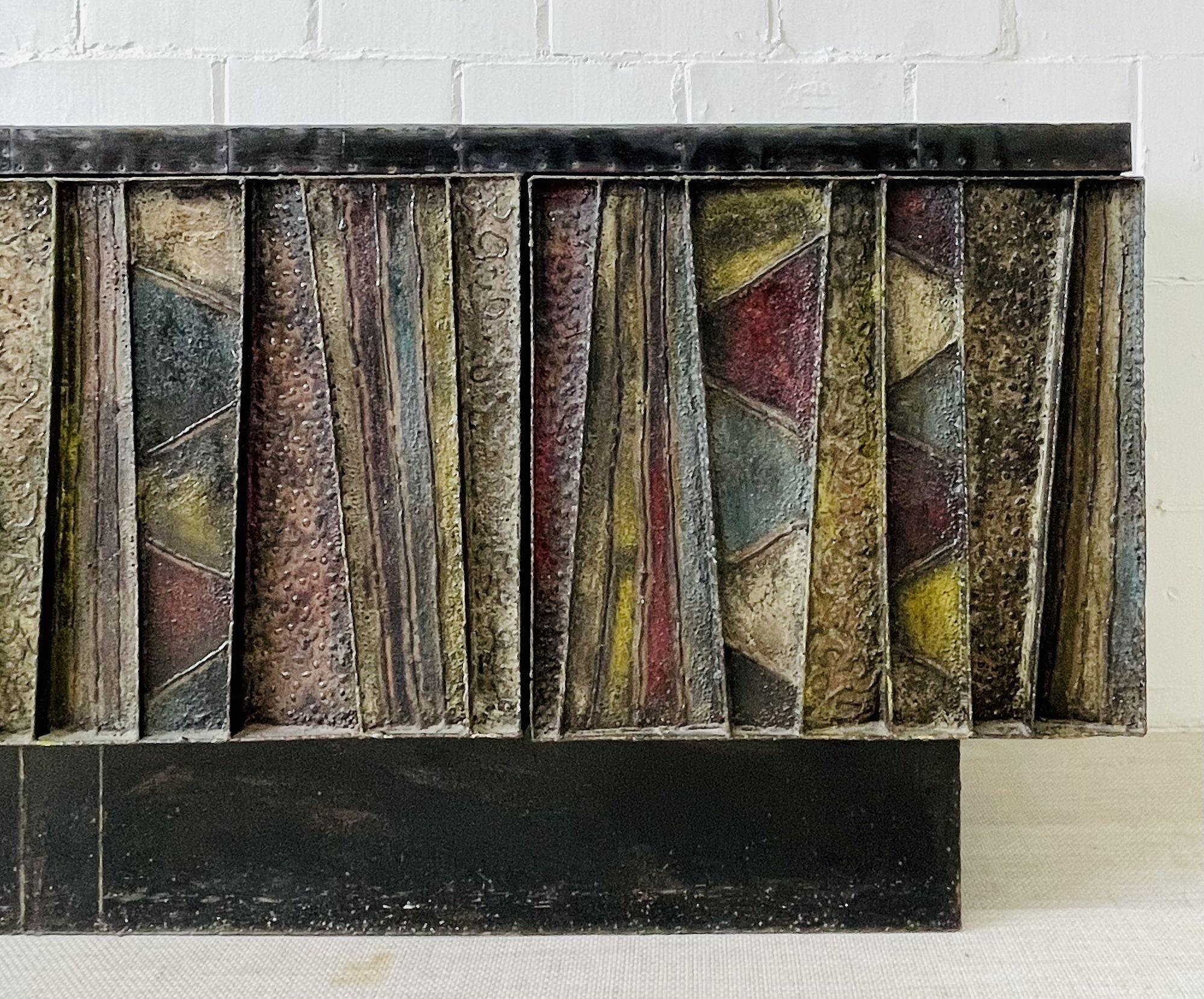 Paul Evans, Brutalist Mid-Century Modern Deep Relief Sideboard, Sculputed Bronze For Sale 5