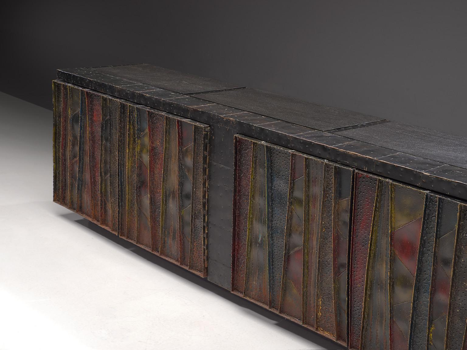 Late 20th Century Paul Evans 'Deep Relief' Sideboard in Metal