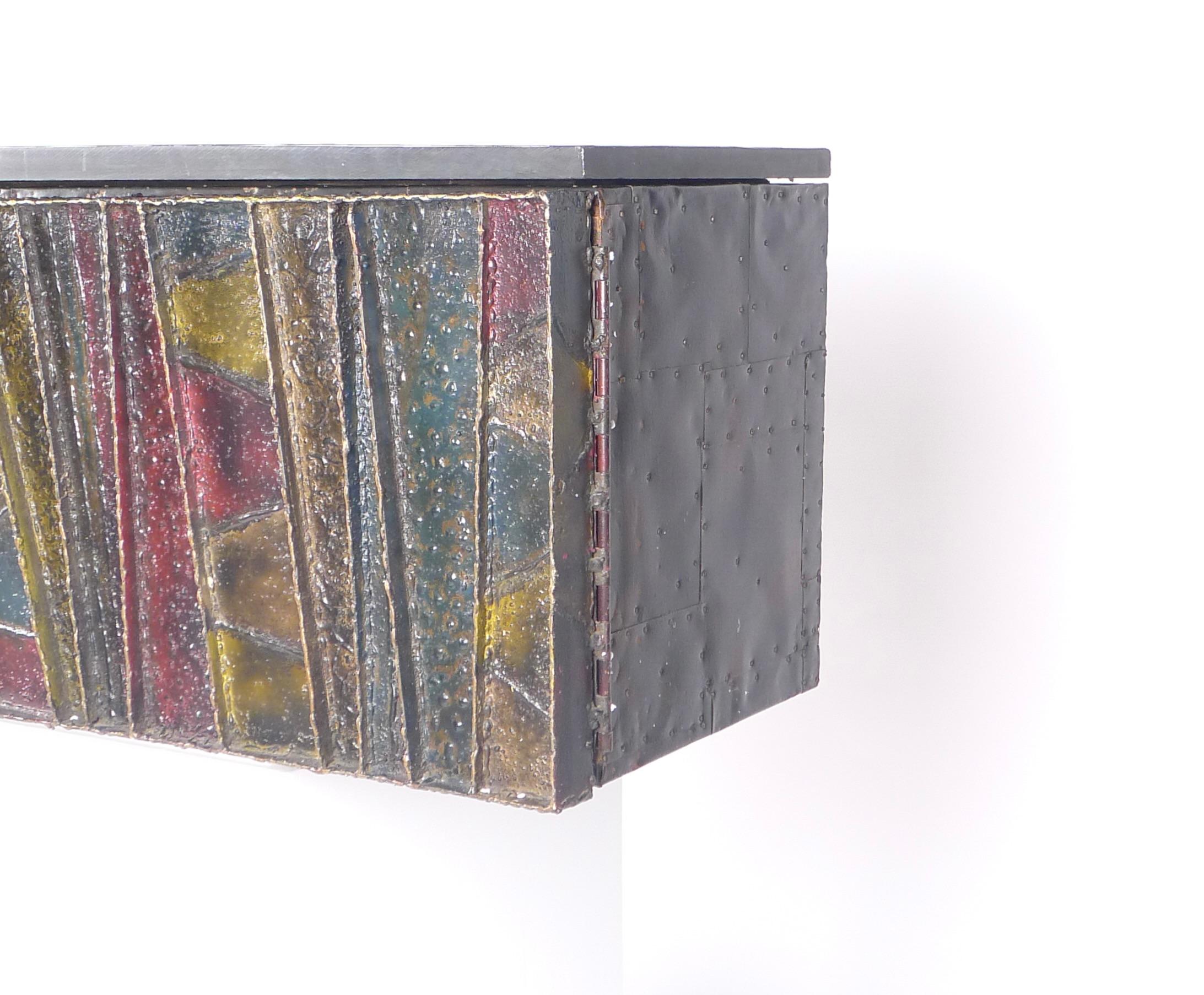 Mid-Century Modern Paul Evans 'Deep Relief' Wall-Mounted Cabinet, Model PE-19, 1971