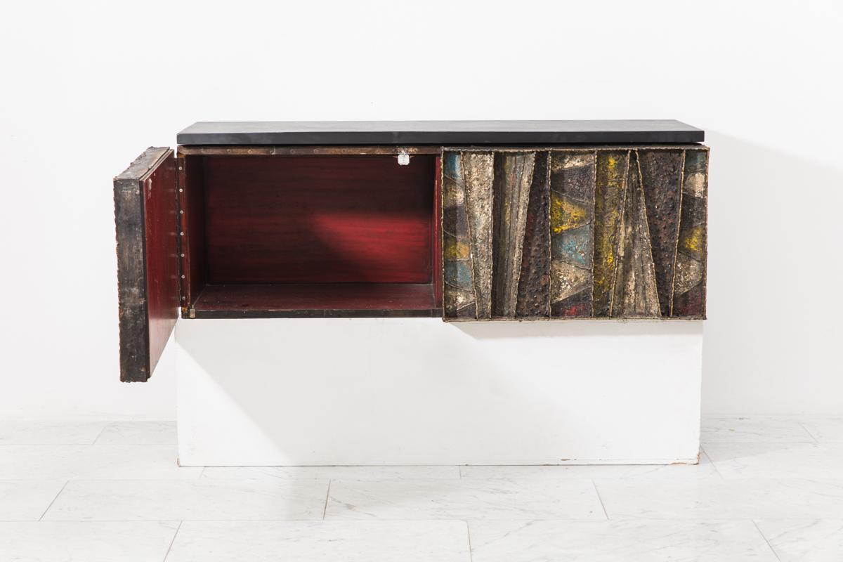 Paul Evans, Deep Relief Wall-Mounted Console (PE 19), USA, c.1970 In Excellent Condition In New York, NY