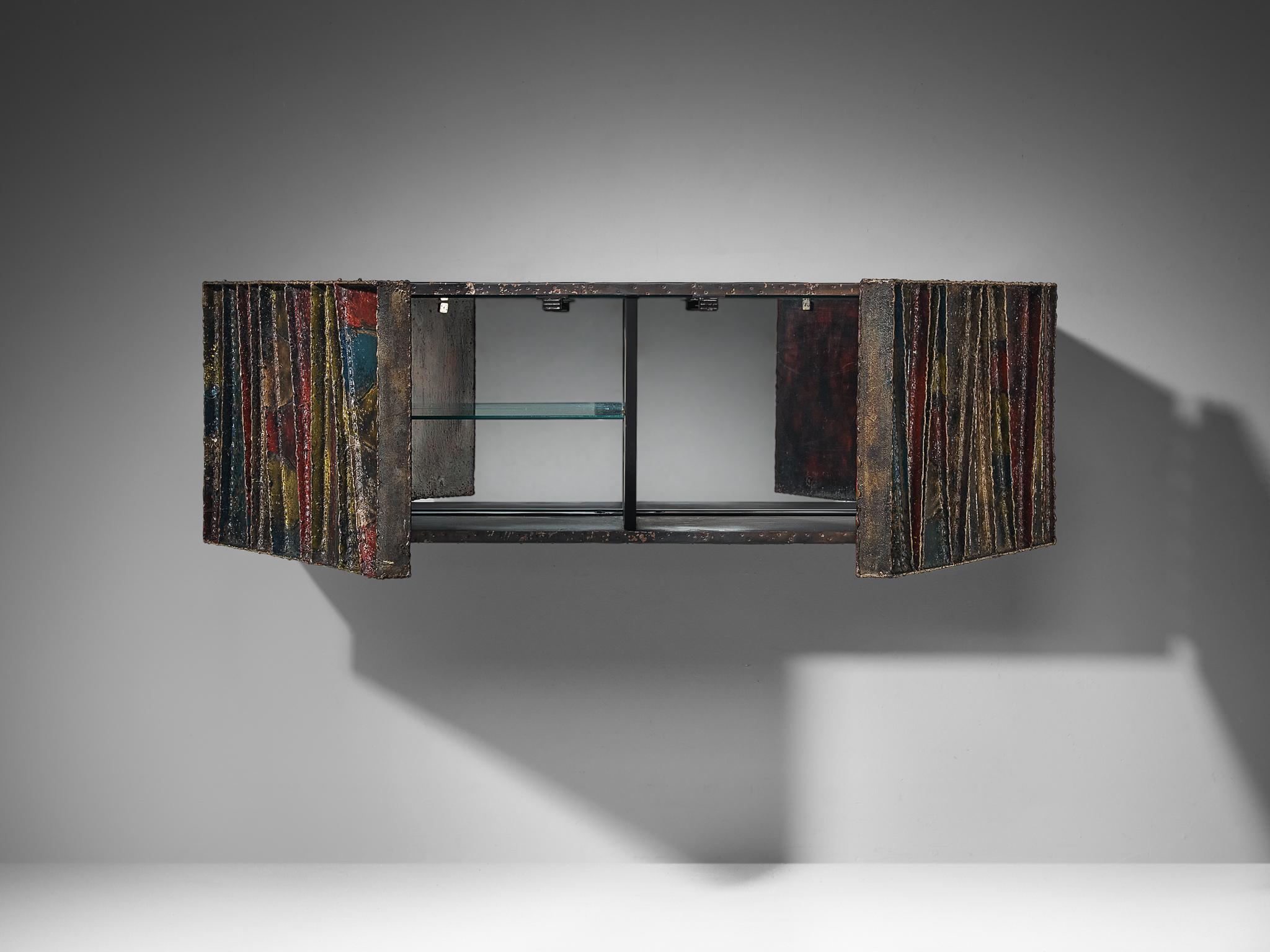 Paul Evans ‘Deep Relief’ Wall-Mounted Sideboard in Welded Steel and Slate  For Sale 5