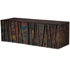 Paul Evans "Deep Relief" Sideboard für die Wandmontage aus geschweißtem Stahl und Schiefer