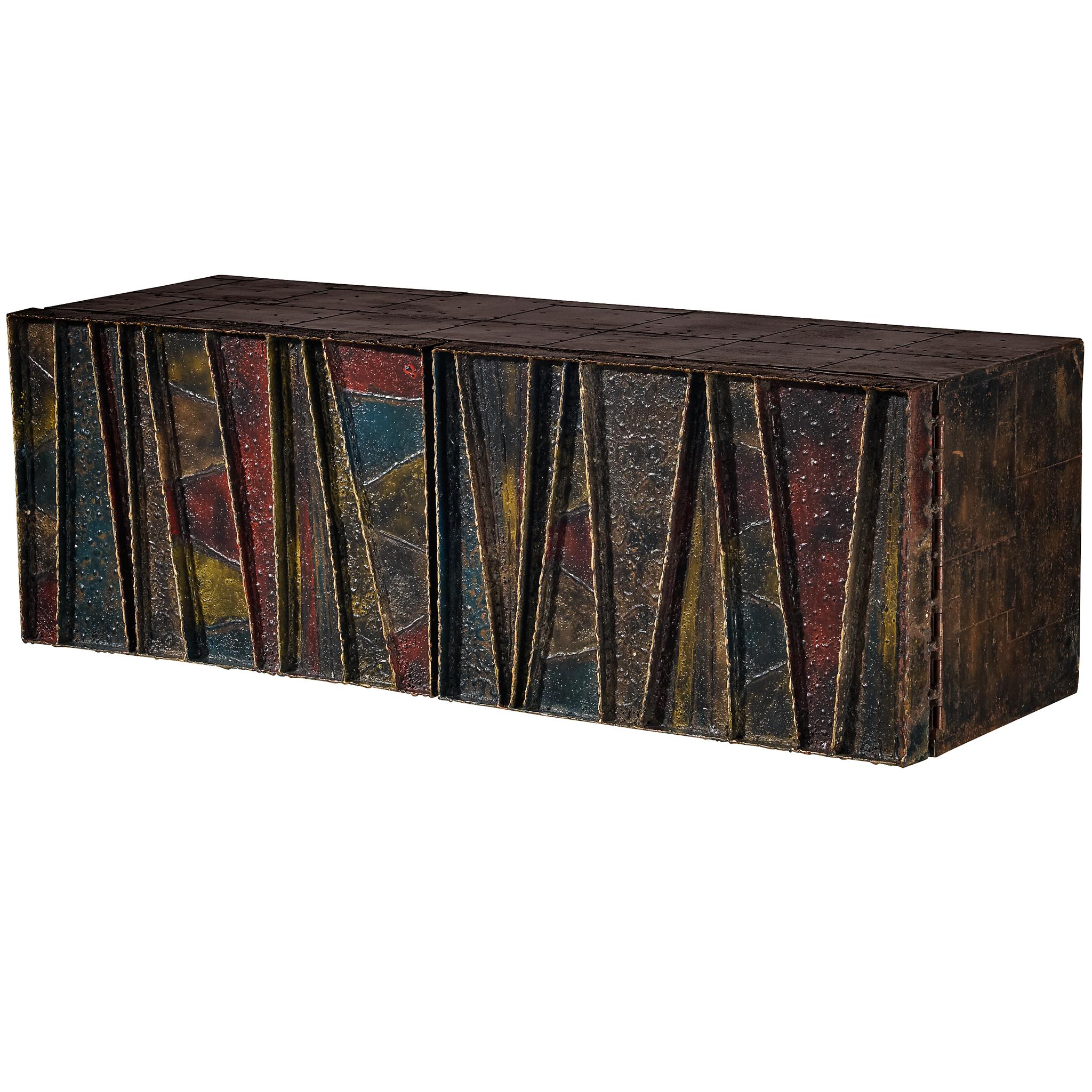 Paul Evans ‘Deep Relief’ Wall-Mounted Sideboard in Welded Steel