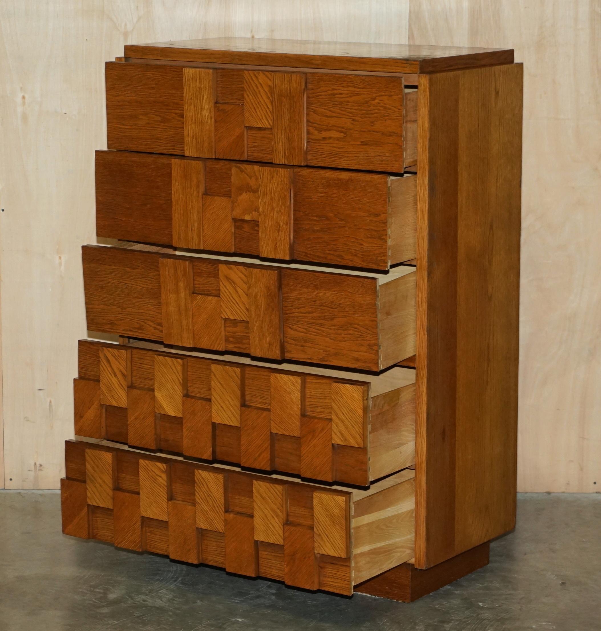 Paul Evans Designed Lane Furniture Brutalist Tallboy Chest of Drawers Part Suite 6