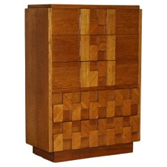 Paul Evans Designed Lane Furniture Brutalist Tallboy Chest of Drawers Chest of Drawers Part Suite