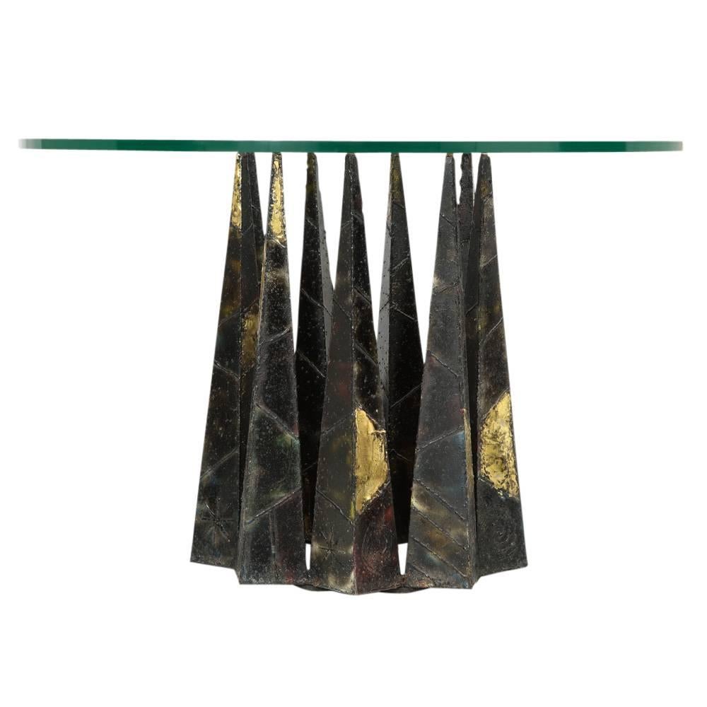 Mid-Century Modern Paul Evans Dining Table Brass Steel Glass Crown of Thorns, USA, 1960s