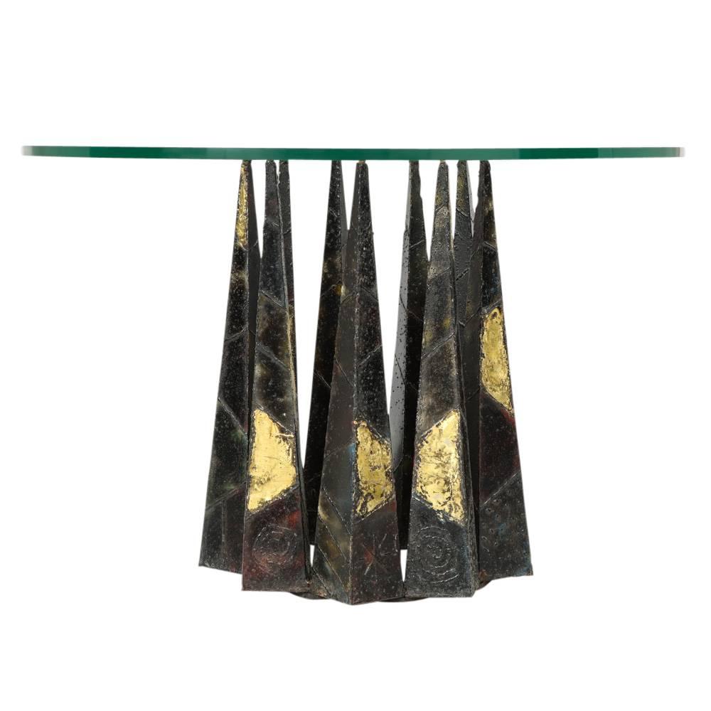 American Paul Evans Dining Table Brass Steel Glass Crown of Thorns, USA, 1960s