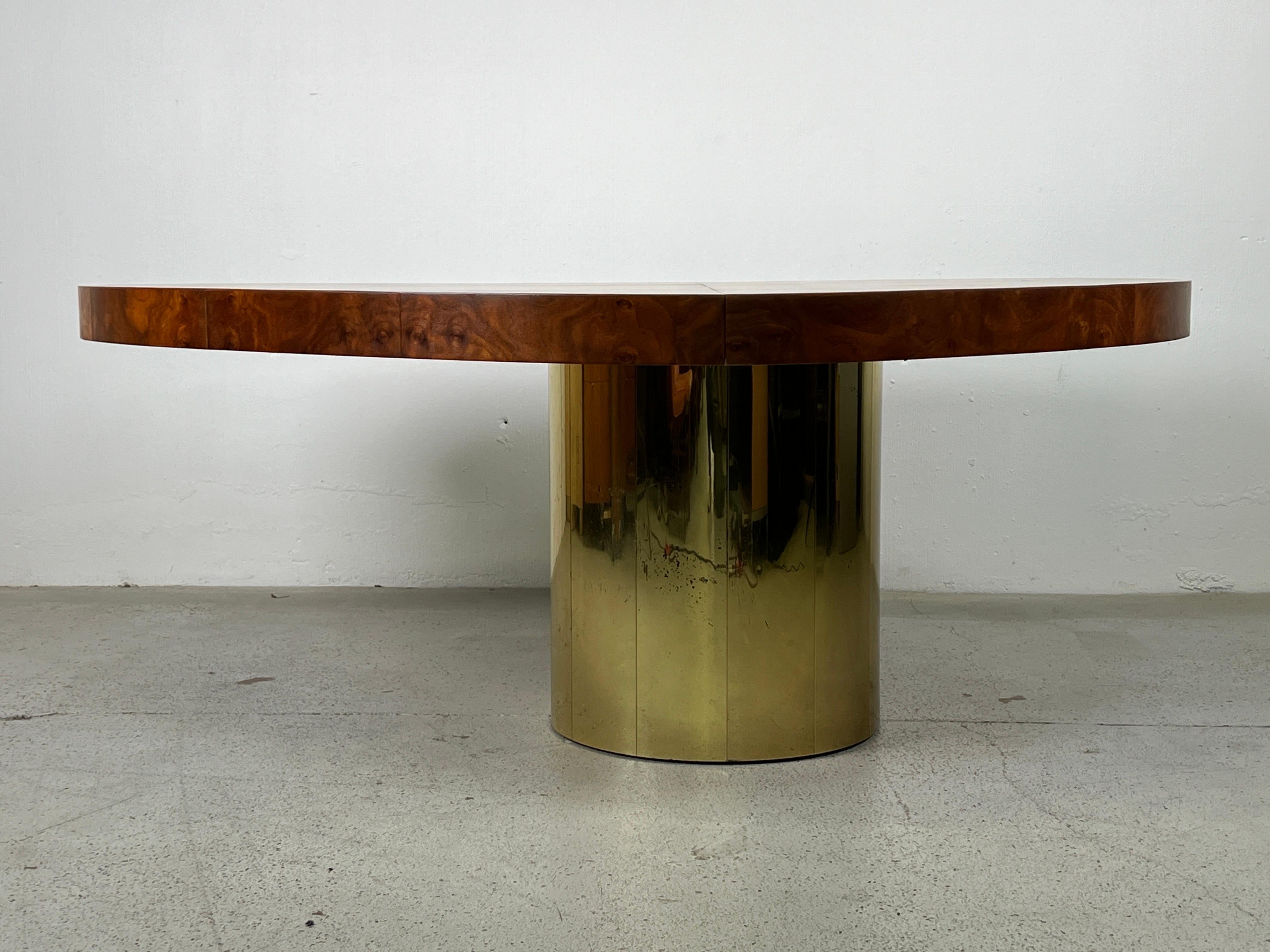 Late 20th Century Paul Evans Dining Table in Burl and Brass For Sale