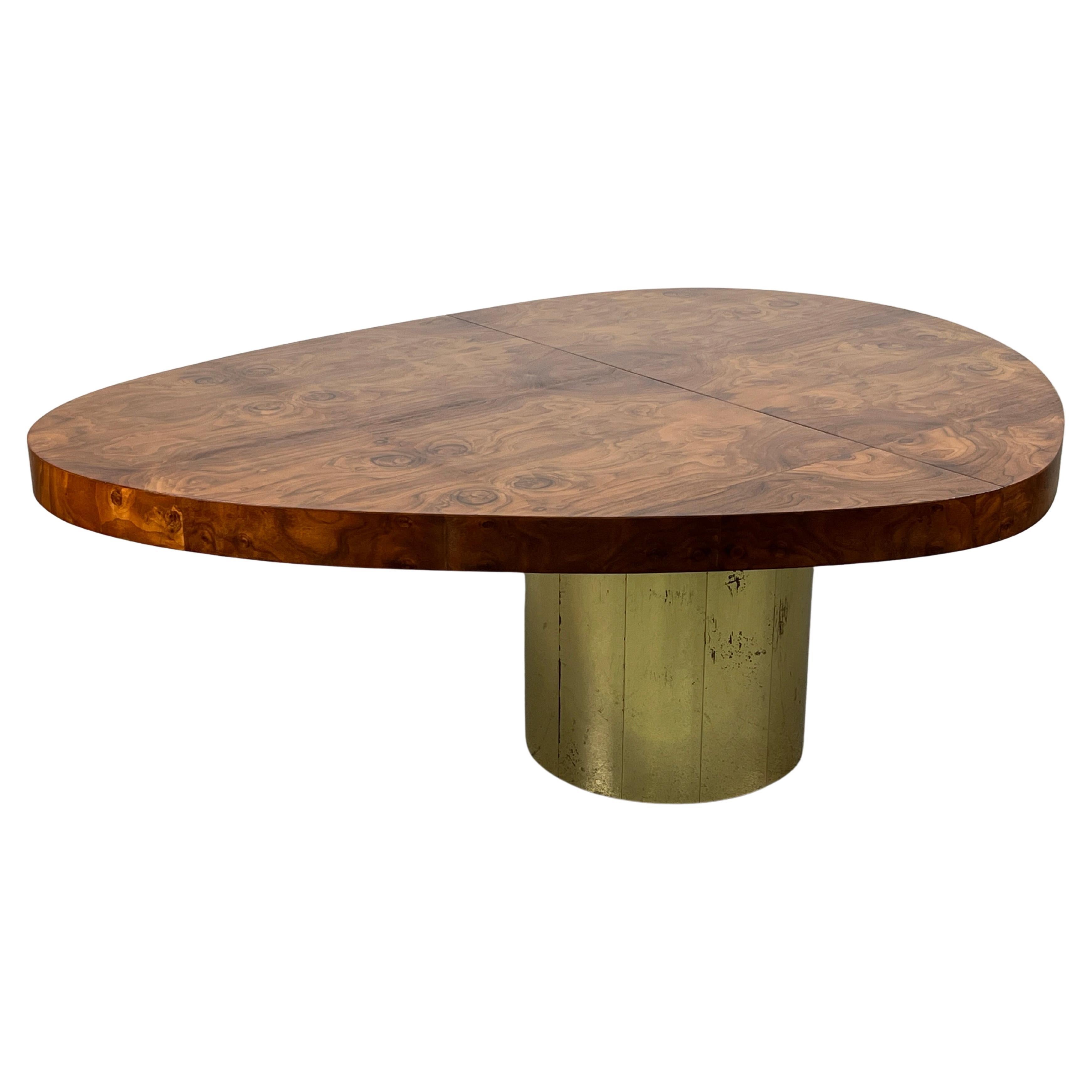 Paul Evans Dining Table in Burl and Brass For Sale