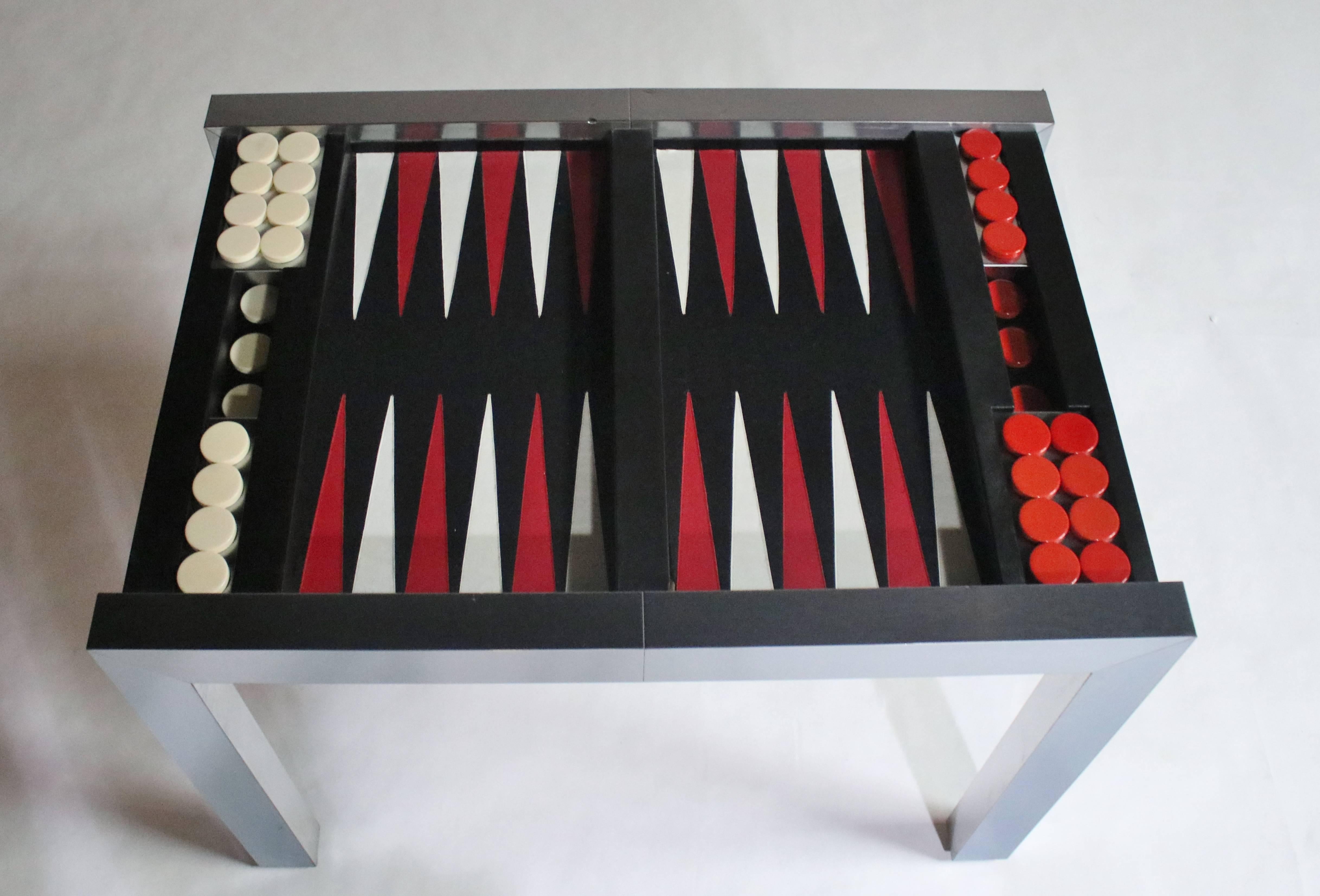 Aluminum Paul Evans Directional Backgammon Game Table