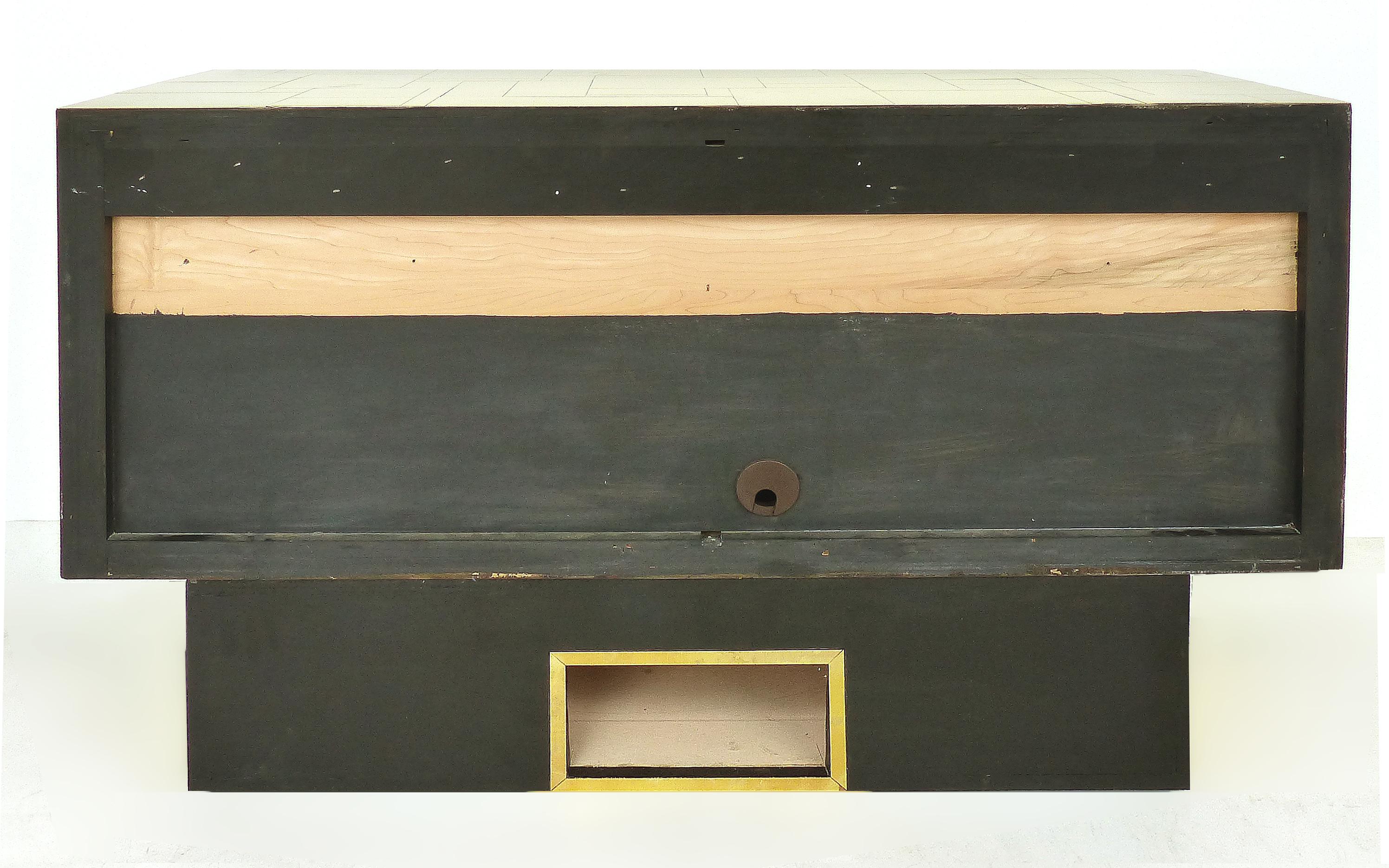 Paul Evans Directional Brass Cityscape Credenza Cabinet with 2 Doors In Fair Condition In Miami, FL