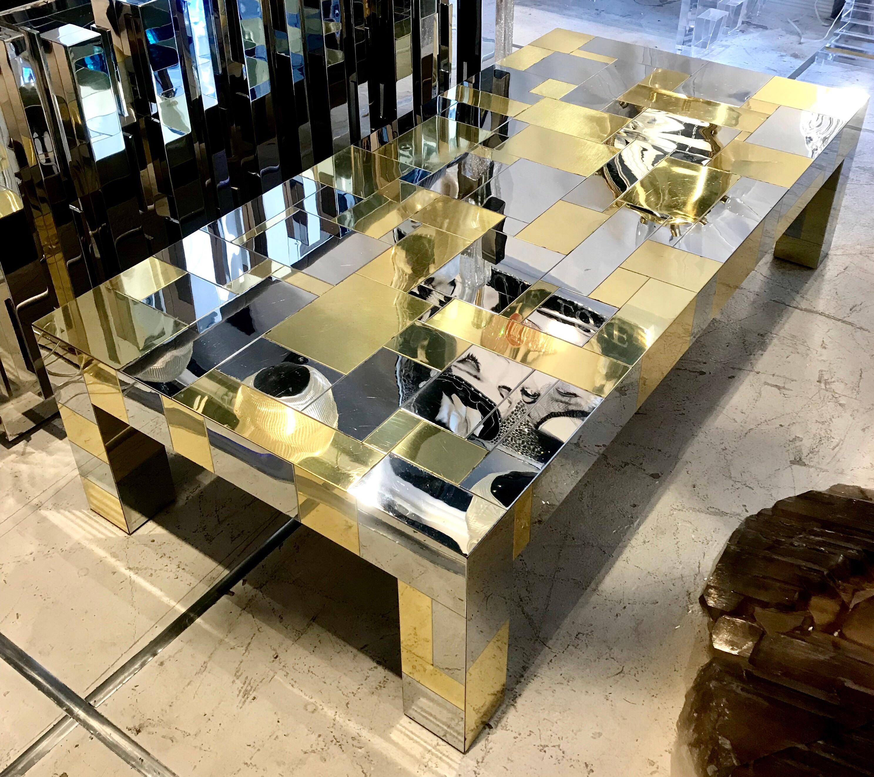 Paul Evans Directional Cityscape Coffee Table in Chrome and Brass 4