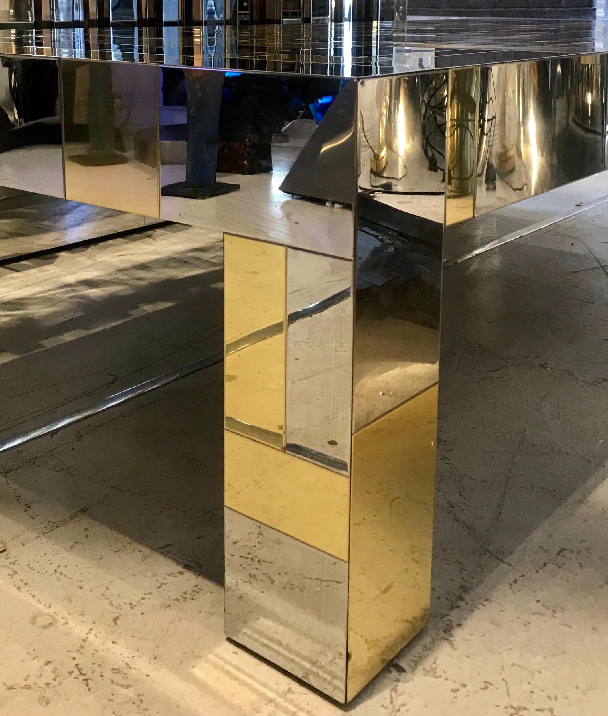 Paul Evans Directional Cityscape Coffee Table in Chrome and Brass In Good Condition In Miami, FL