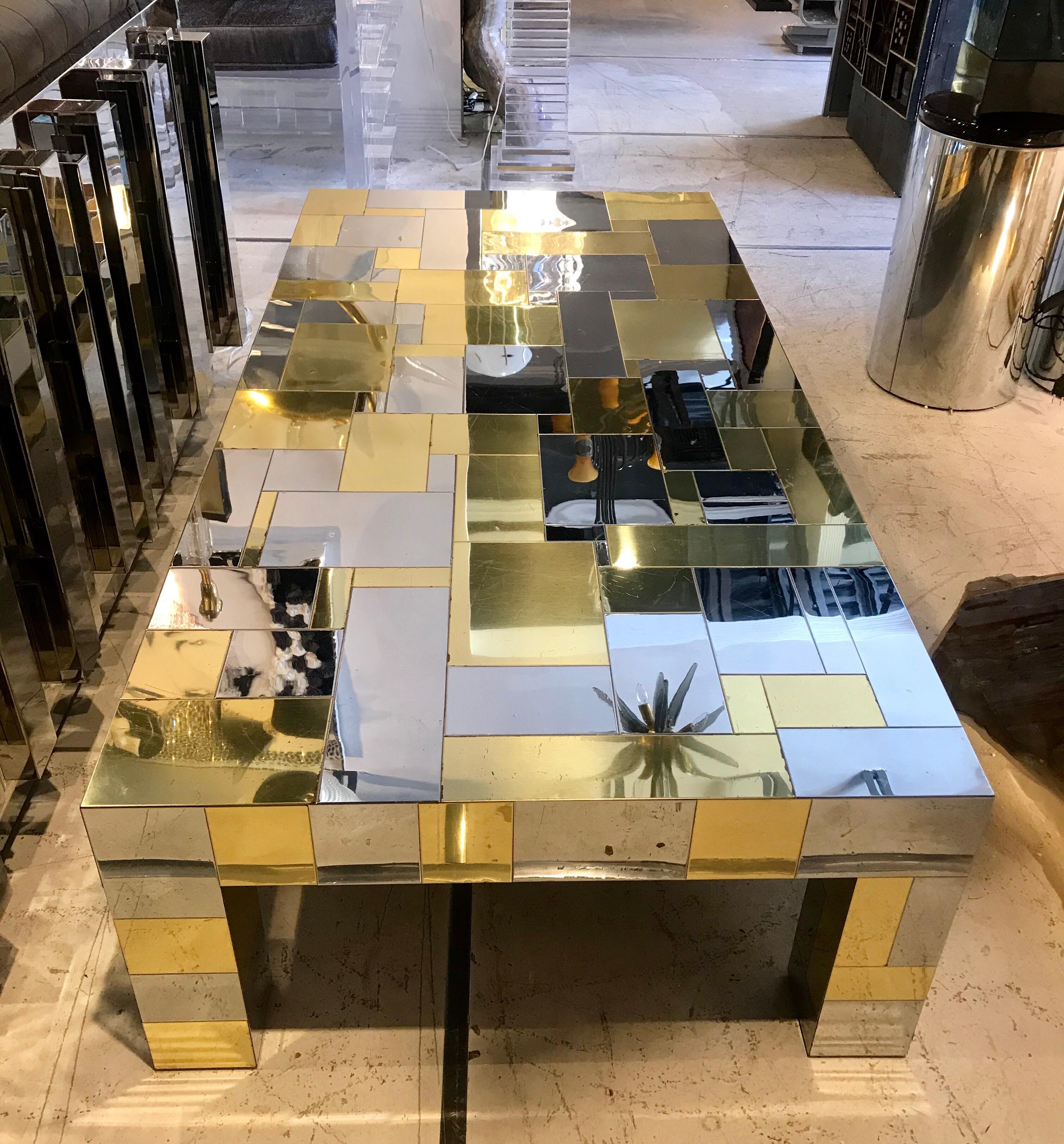 Paul Evans Directional Cityscape Coffee Table in Chrome and Brass 1