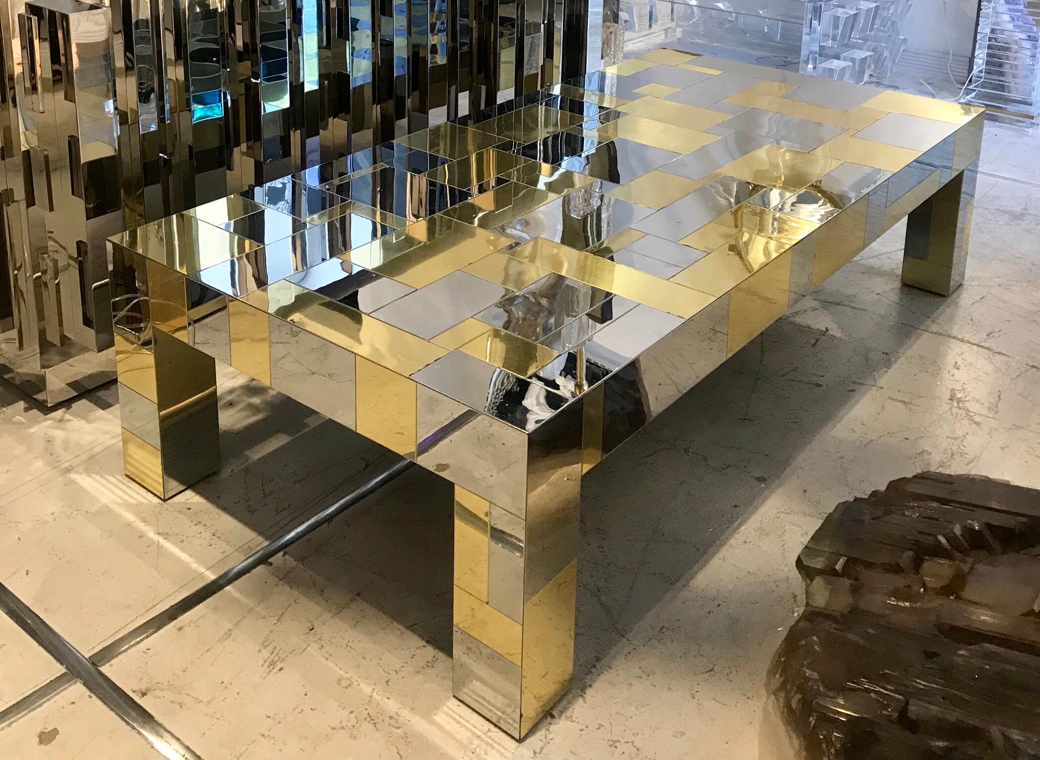 Paul Evans Directional Cityscape Coffee Table in Chrome and Brass 2